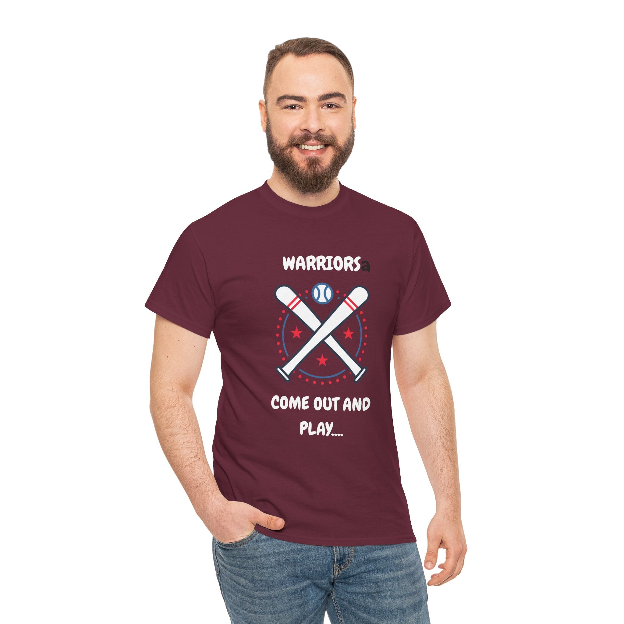 Warriors crossed baseball bats Come Out And Play T-Shirt | Baseball Team Tee