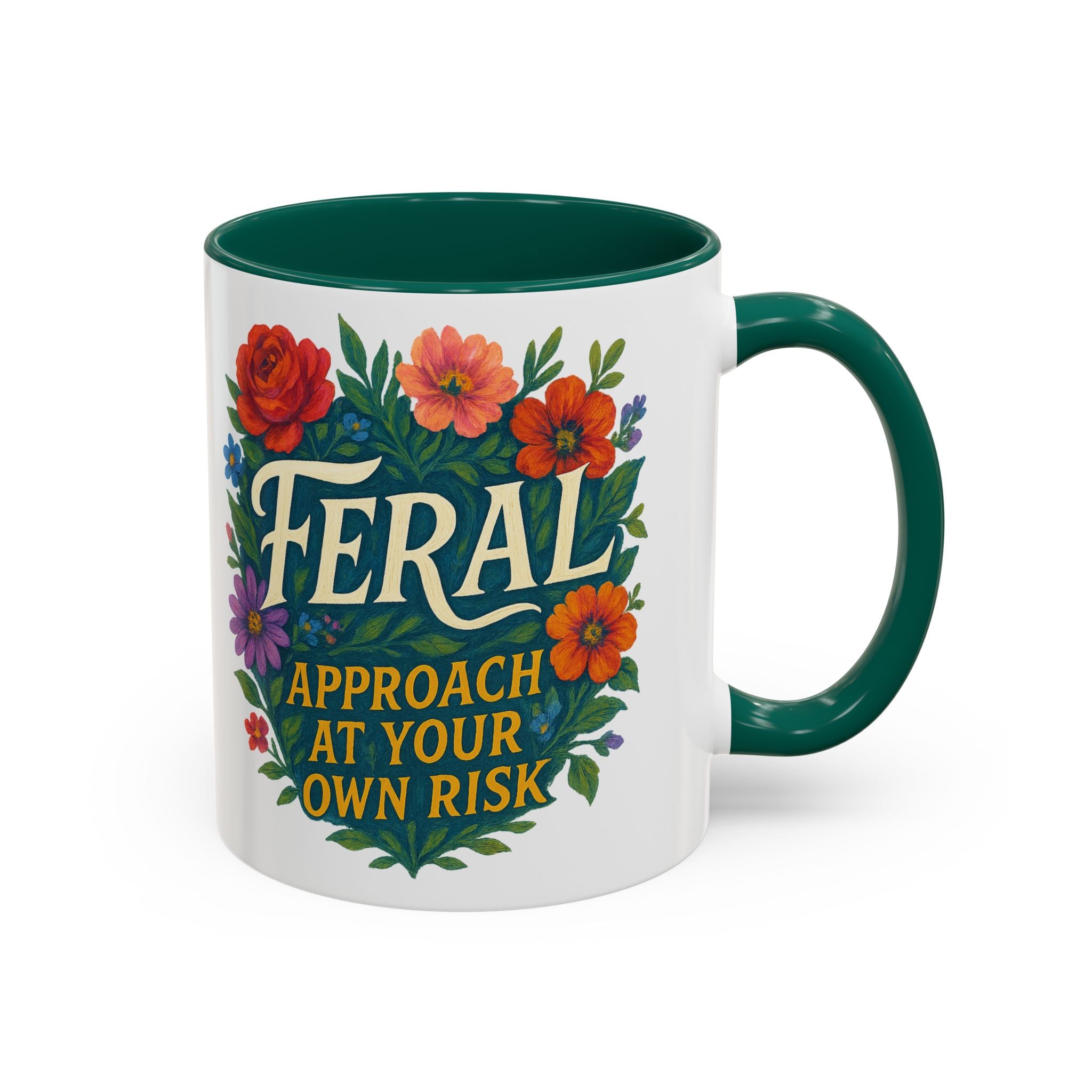 Feral Approach at Your Own Risk Mug | Floral Illustration, Ceramic Coffee Cup
