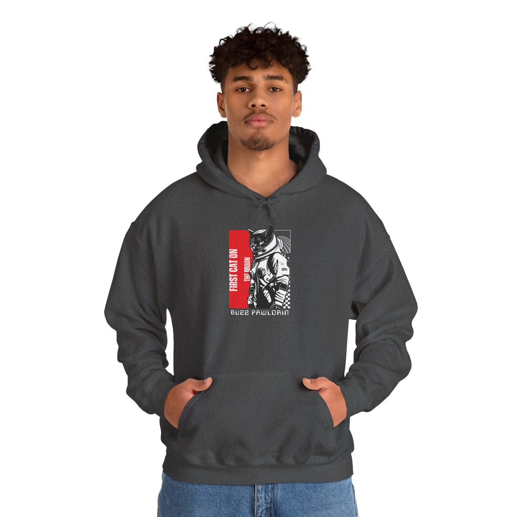 First Cat on the Moon Buzz Pawldrin Astronaut Graphic Unisex Hoodie,