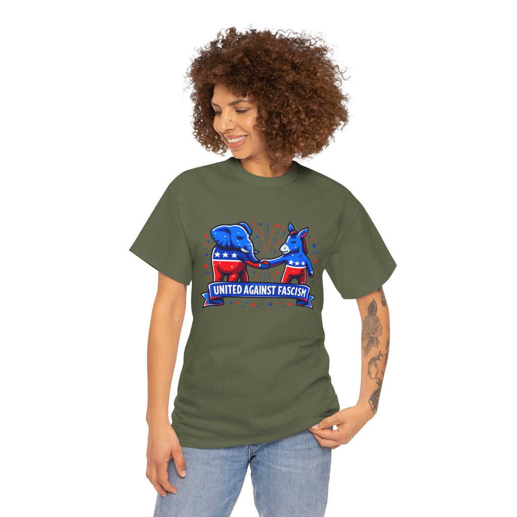 United Against Fascism Democratic Donkey and Republican Elephant T-Shirt