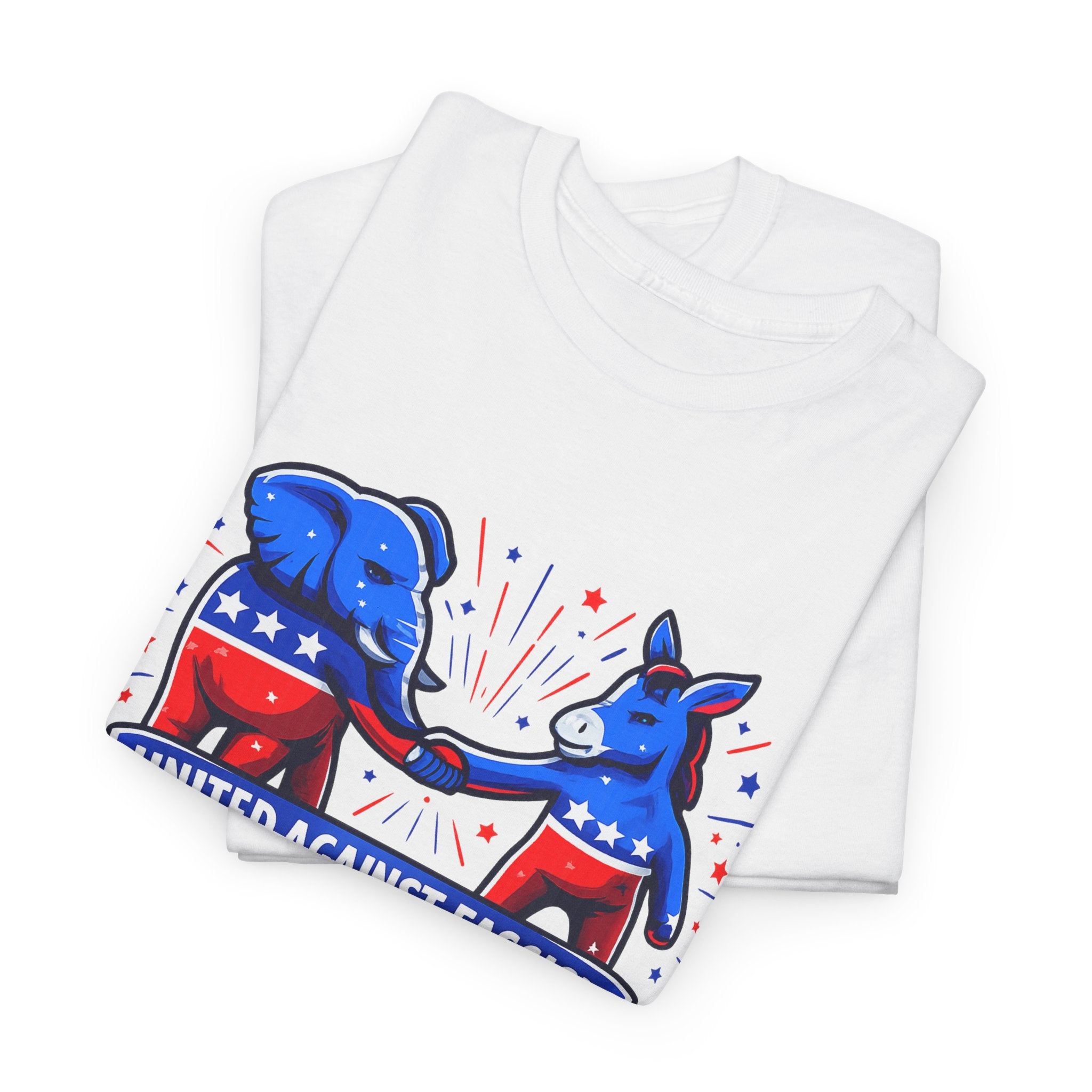 United Against Fascism Democratic Donkey and Republican Elephant T-Shirt