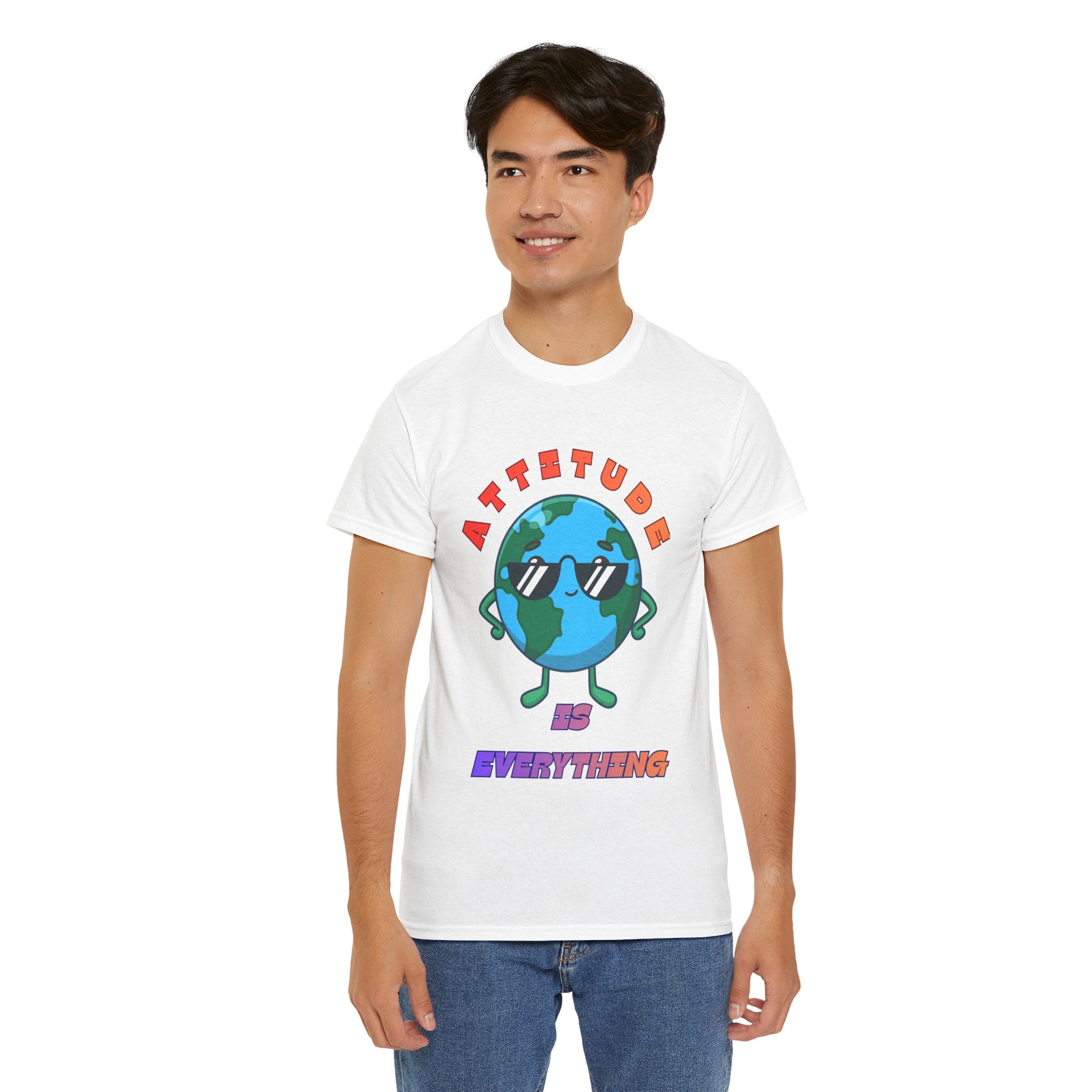 Attitude Is Everything Earth Character T-Shirt | Cute Planet Graphic Tee
