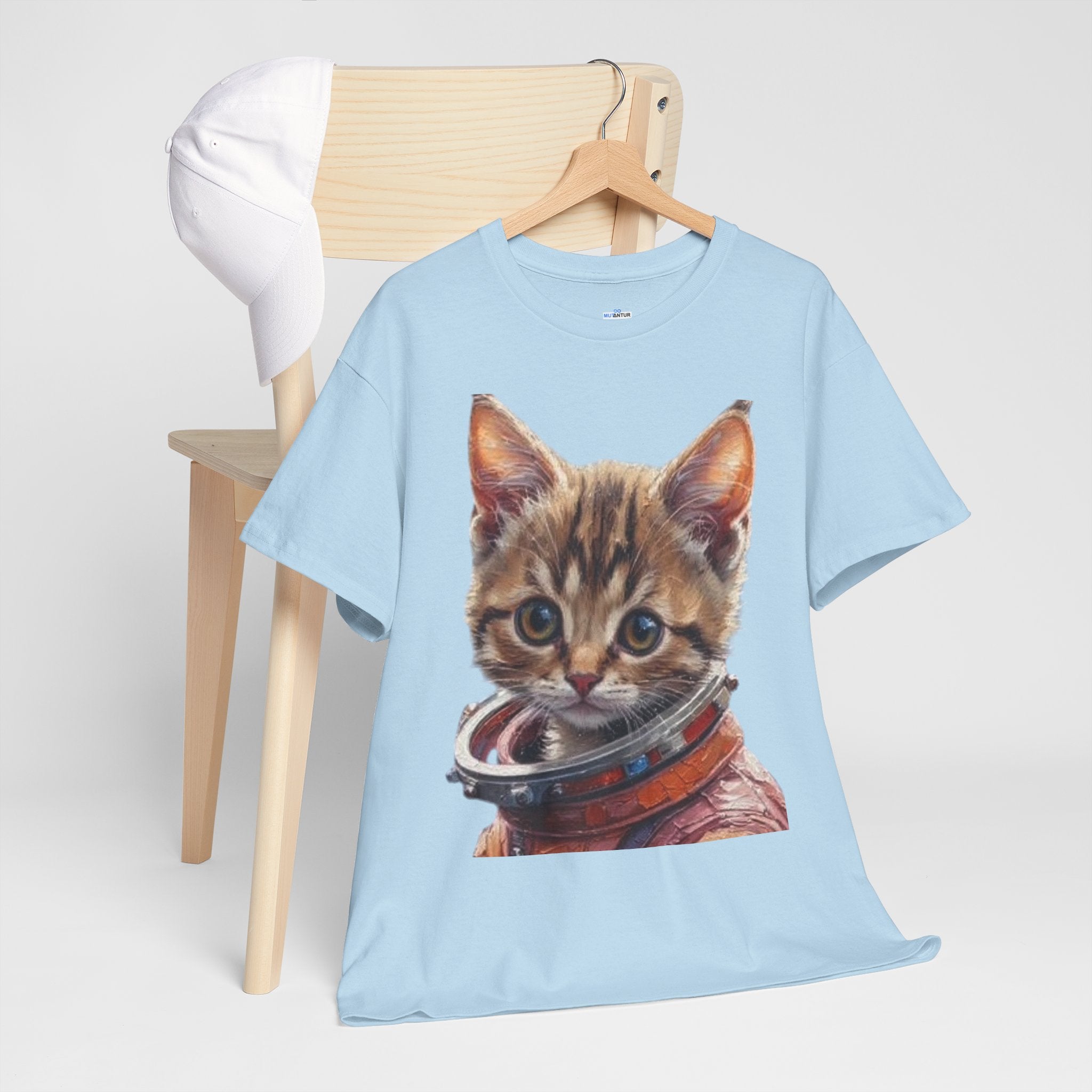 Astronaut Kitty Unisex Heavy Cotton Tee, Cute Cat Shirt, Animal lover gift, Space themed apparel, Funny cat t-shirt, Unique cat design