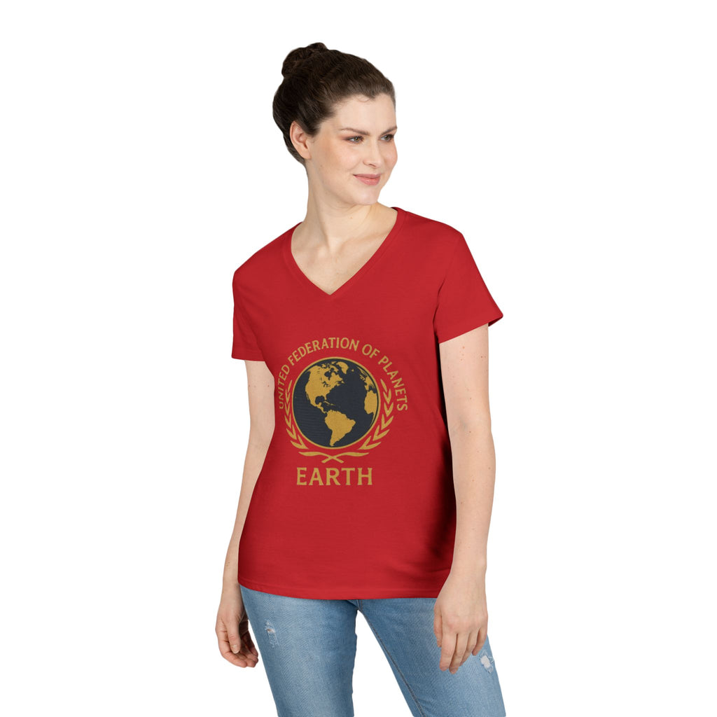 United Federation of Planets Earth Graphic V-Neck T-Shirt