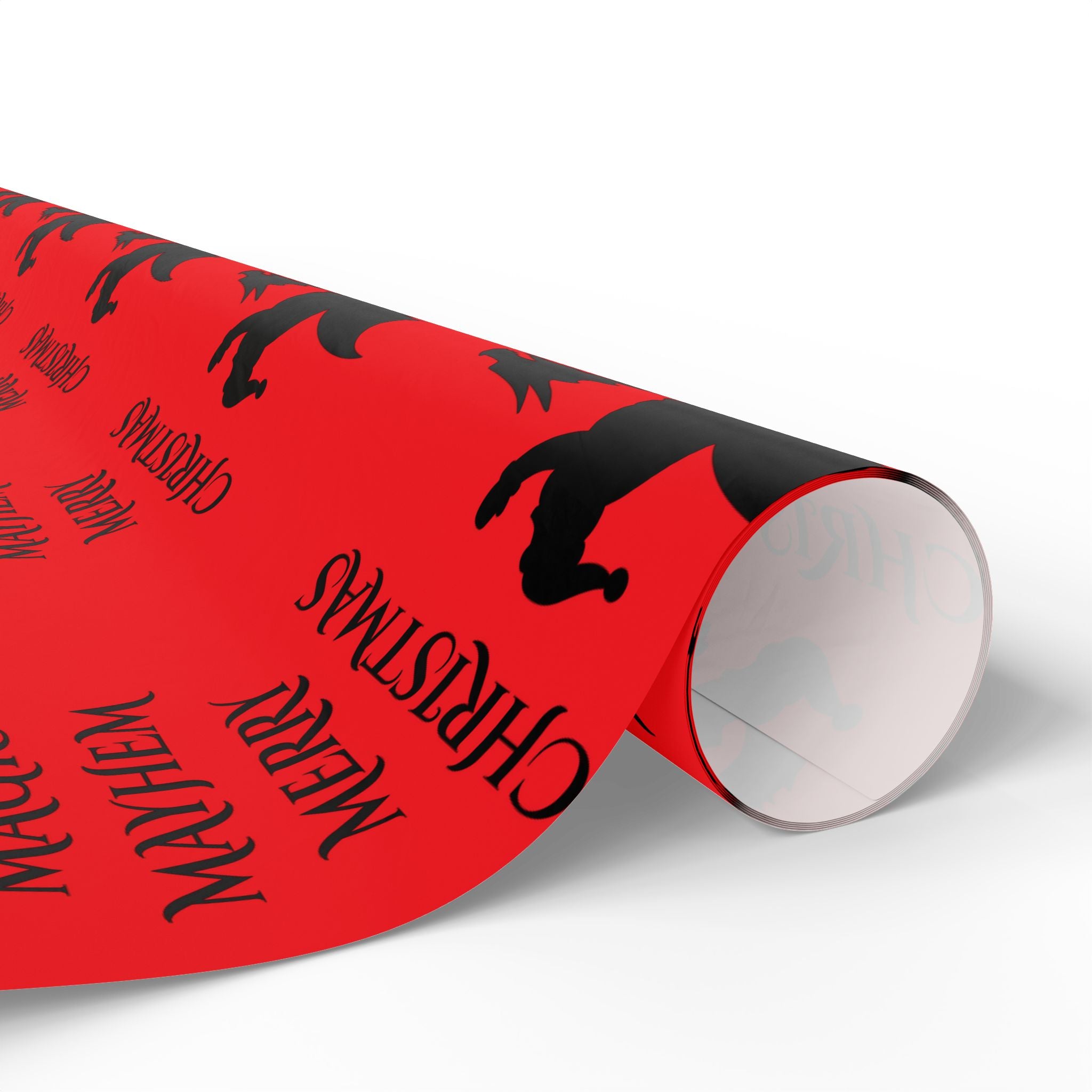 Santa Dragon Magic Mayhem Merry Christmas Wrapping Paper | Halloween Red and Black Santa on a Dragon Print