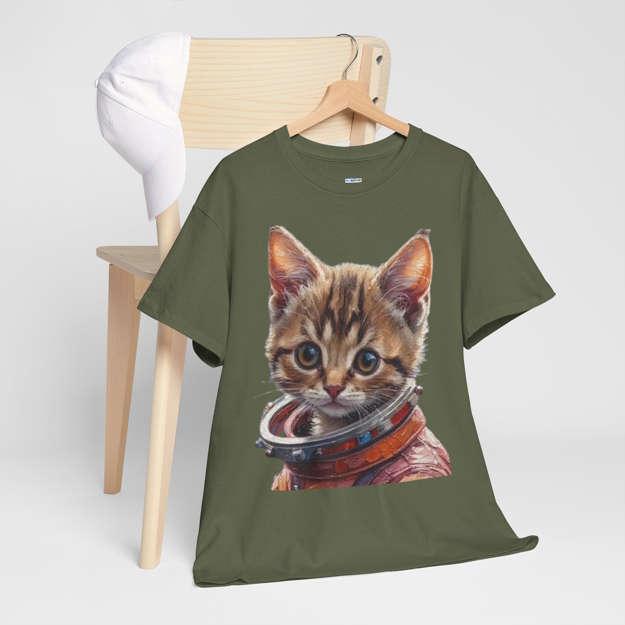Astronaut Kitty Unisex Heavy Cotton Tee, Cute Cat Shirt, Animal lover gift, Space themed apparel, Funny cat t-shirt, Unique cat design