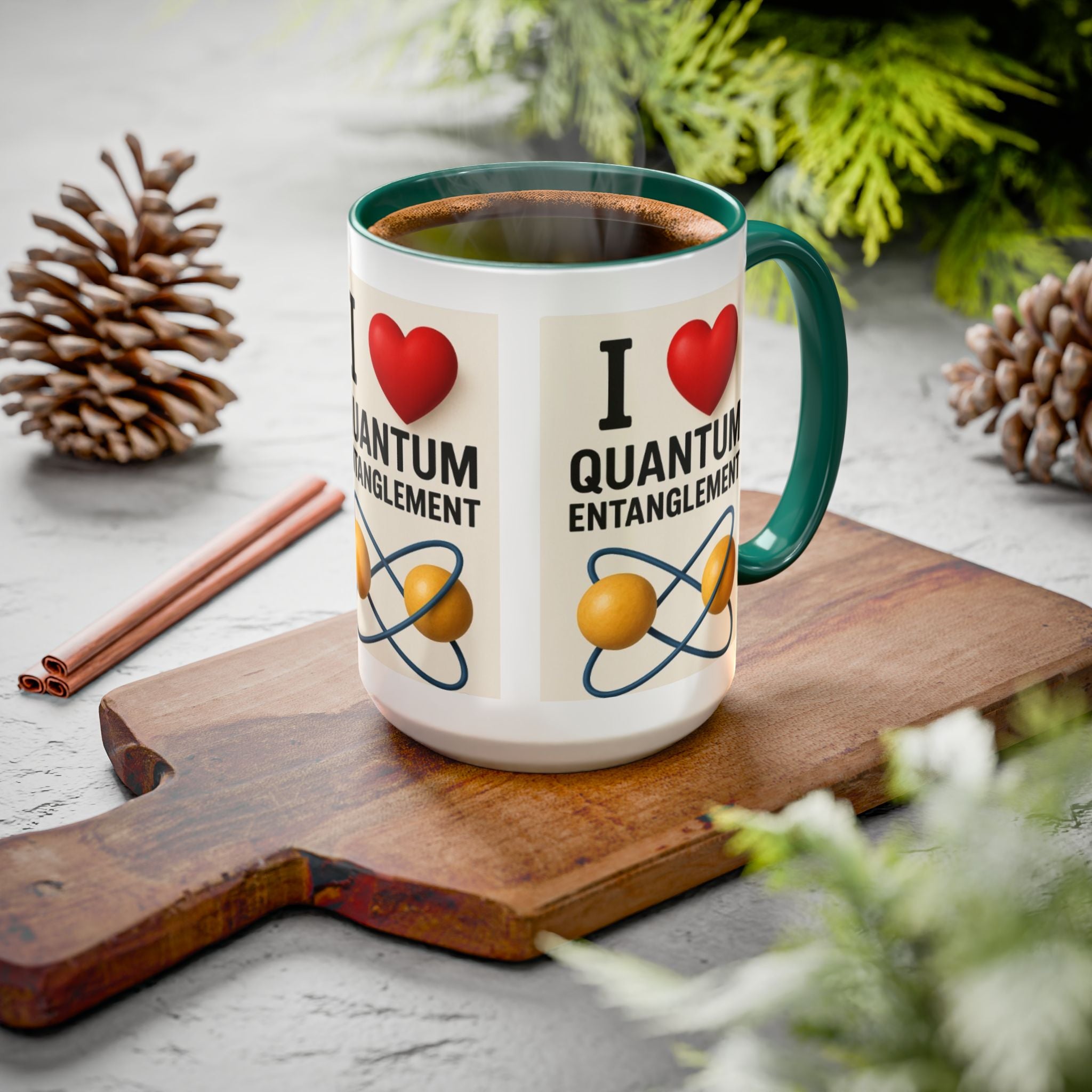 I Love Quantum Entanglement Mug – Science Nerd Coffee Mug