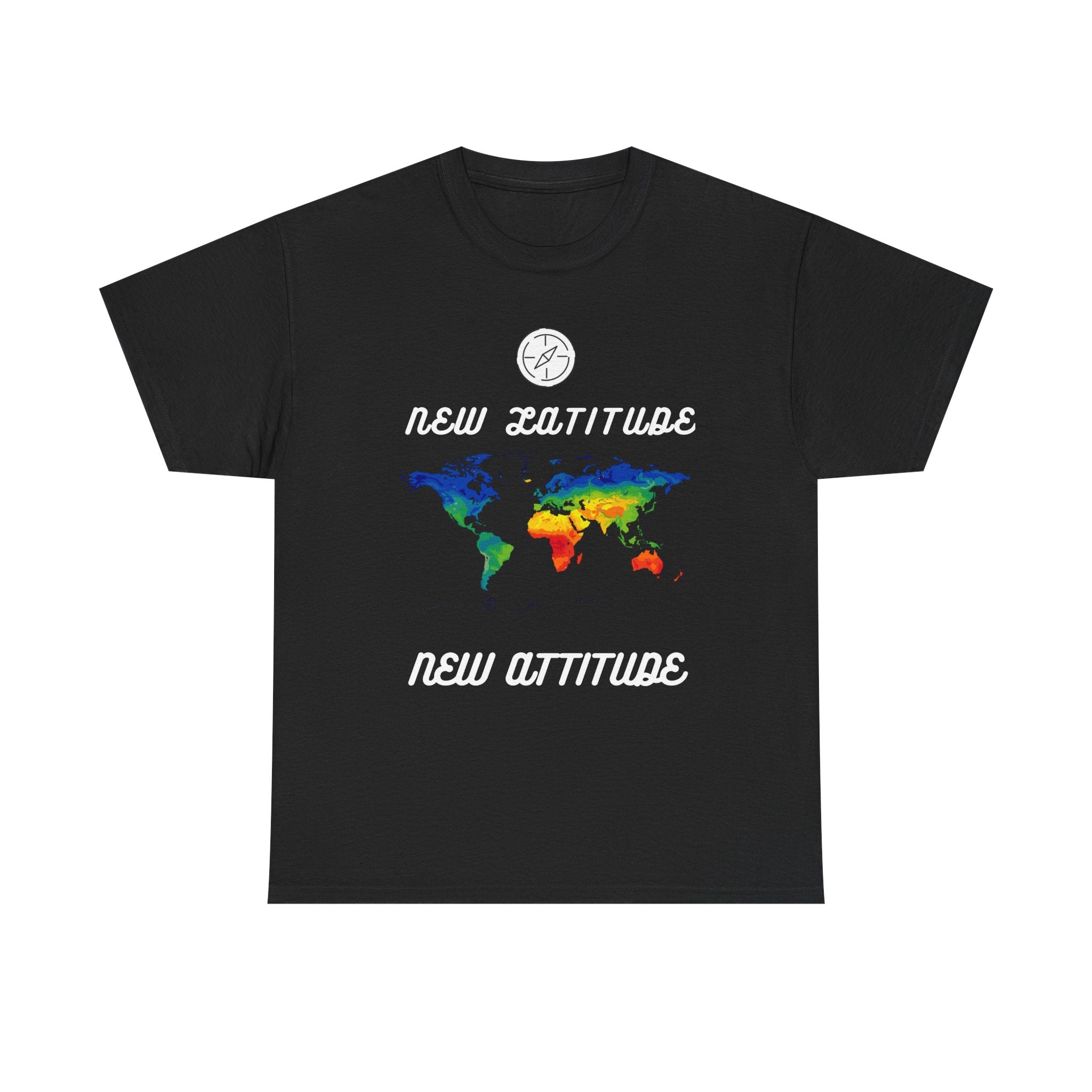 New Latitude New Attitude world map T-Shirt | rainbow map graphic
