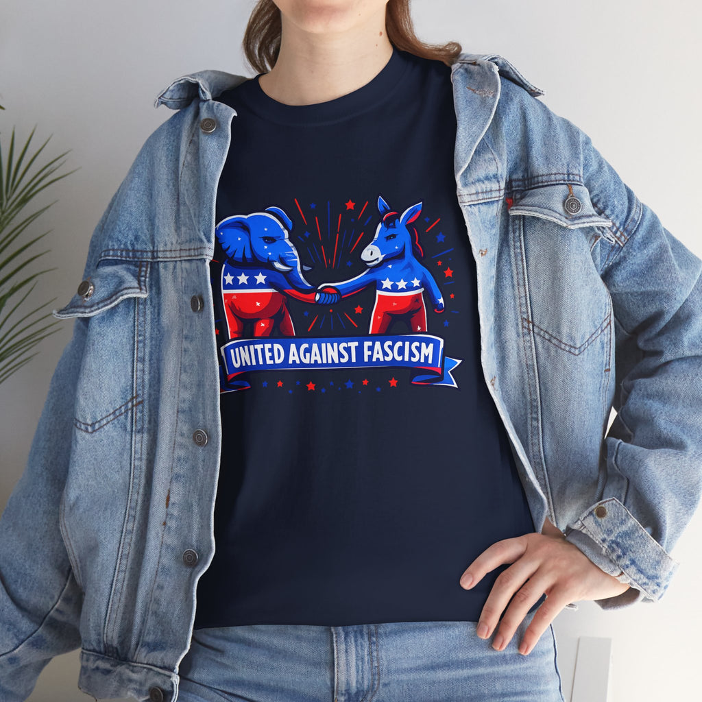 United Against Fascism Democratic Donkey and Republican Elephant T-Shirt