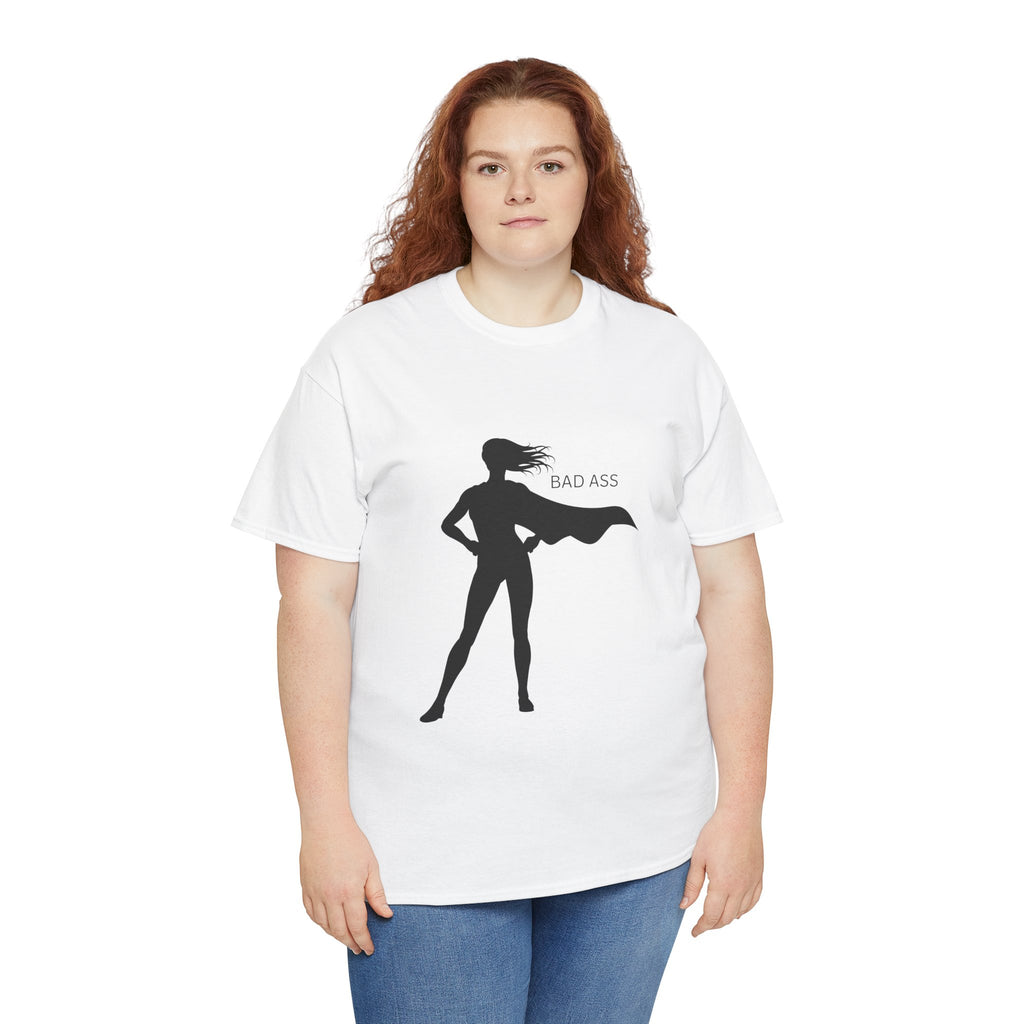 Bad Ass Superhero Silhouette Tee | Woman Cape Silhouette T-Shirt
