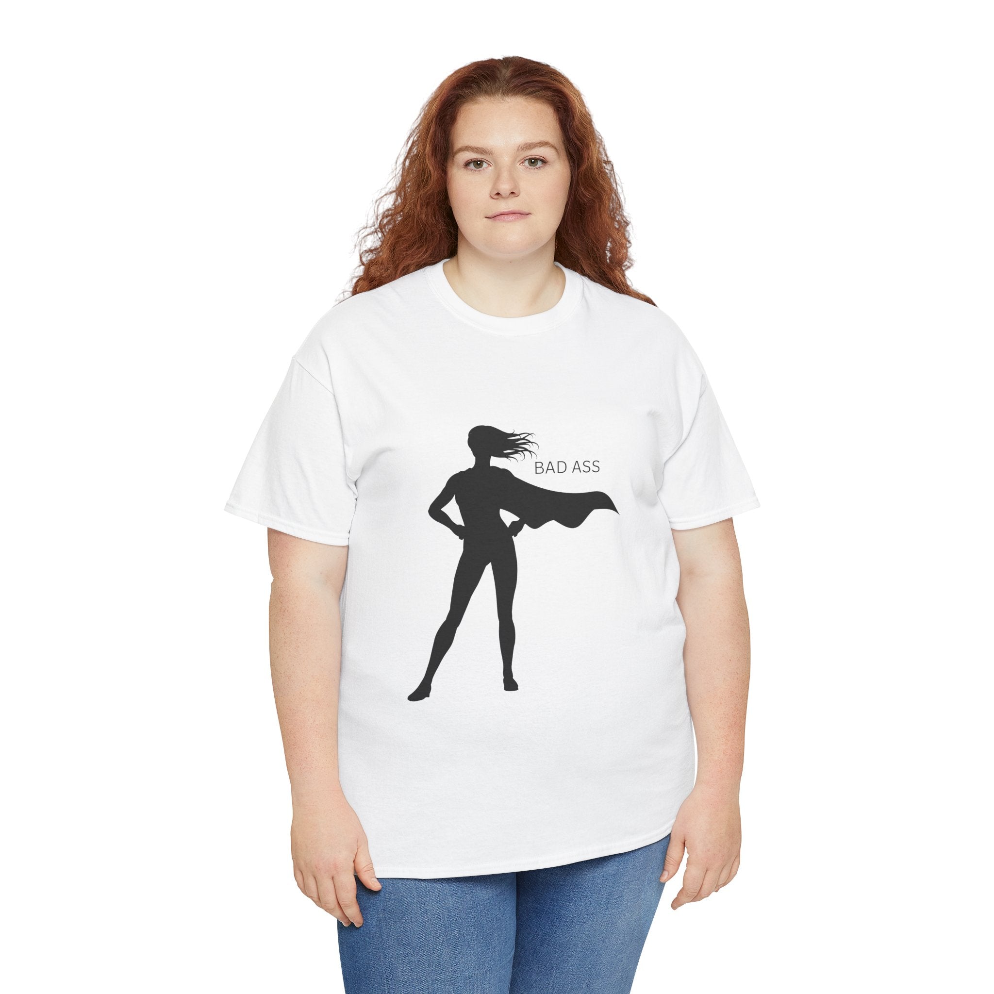 Bad Ass Superhero Silhouette Tee | Woman Cape Silhouette T-Shirt