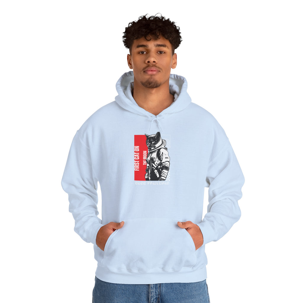 First Cat on the Moon Buzz Pawldrin Astronaut Graphic Unisex Hoodie,