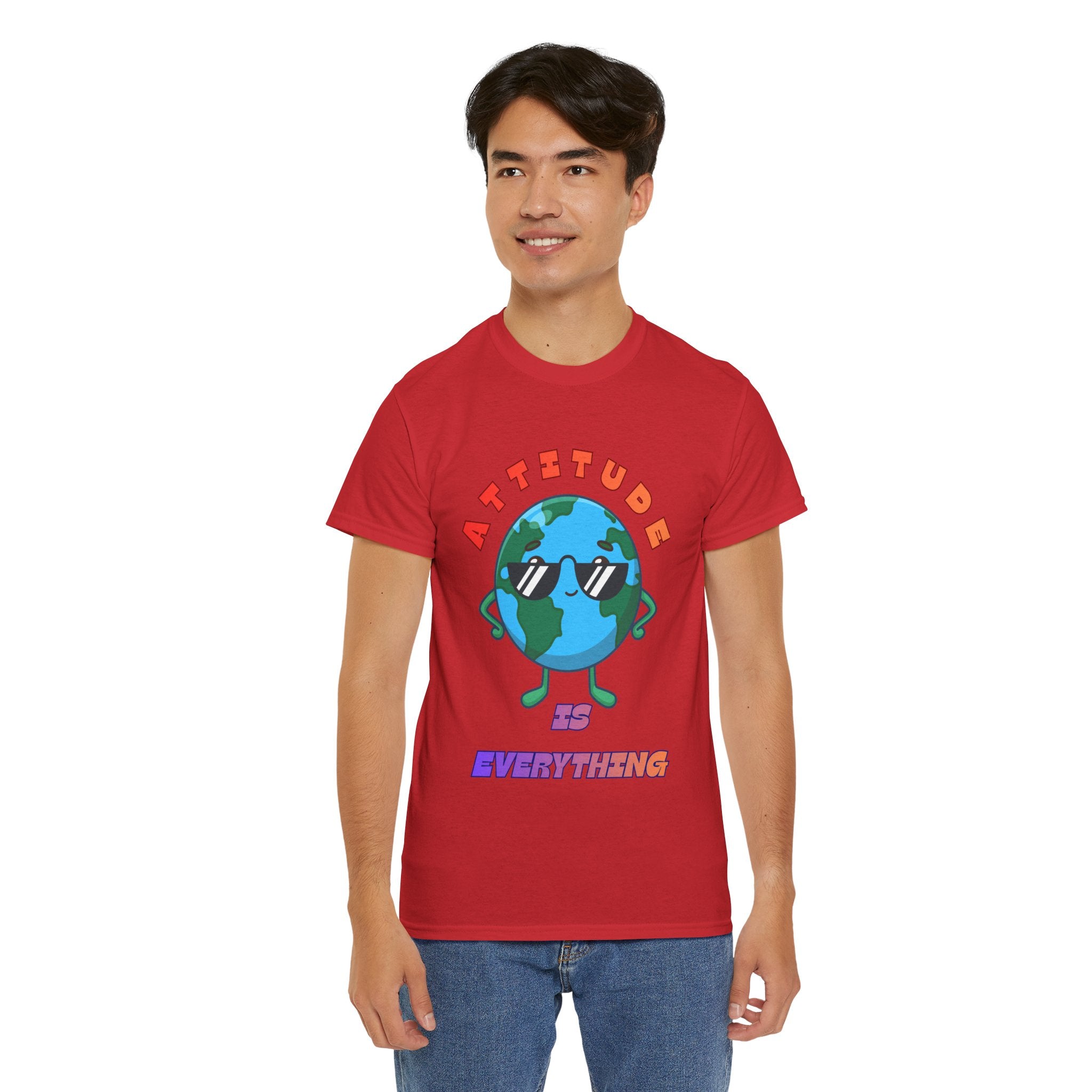 Attitude Is Everything Earth Character T-Shirt | Cute Planet Graphic Tee