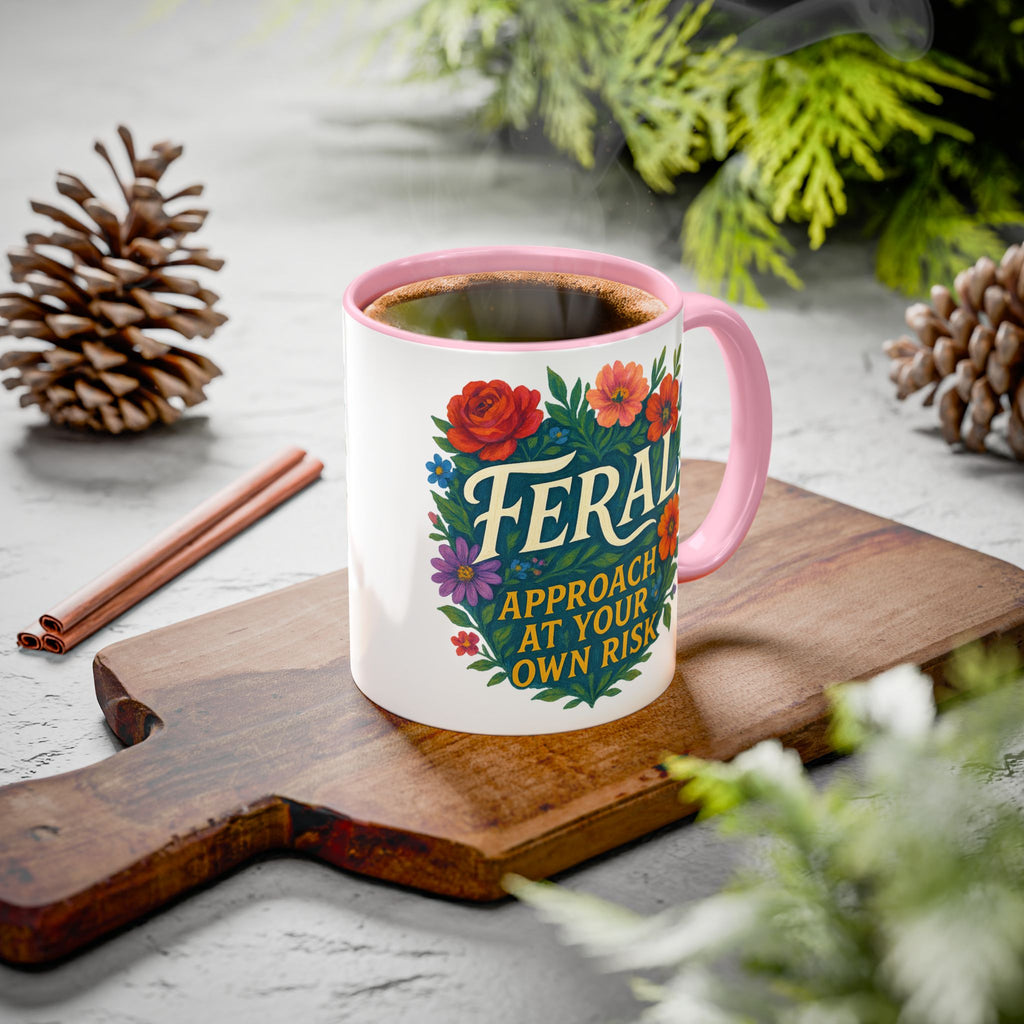 Feral Approach at Your Own Risk Mug | Floral Illustration, Ceramic Coffee Cup