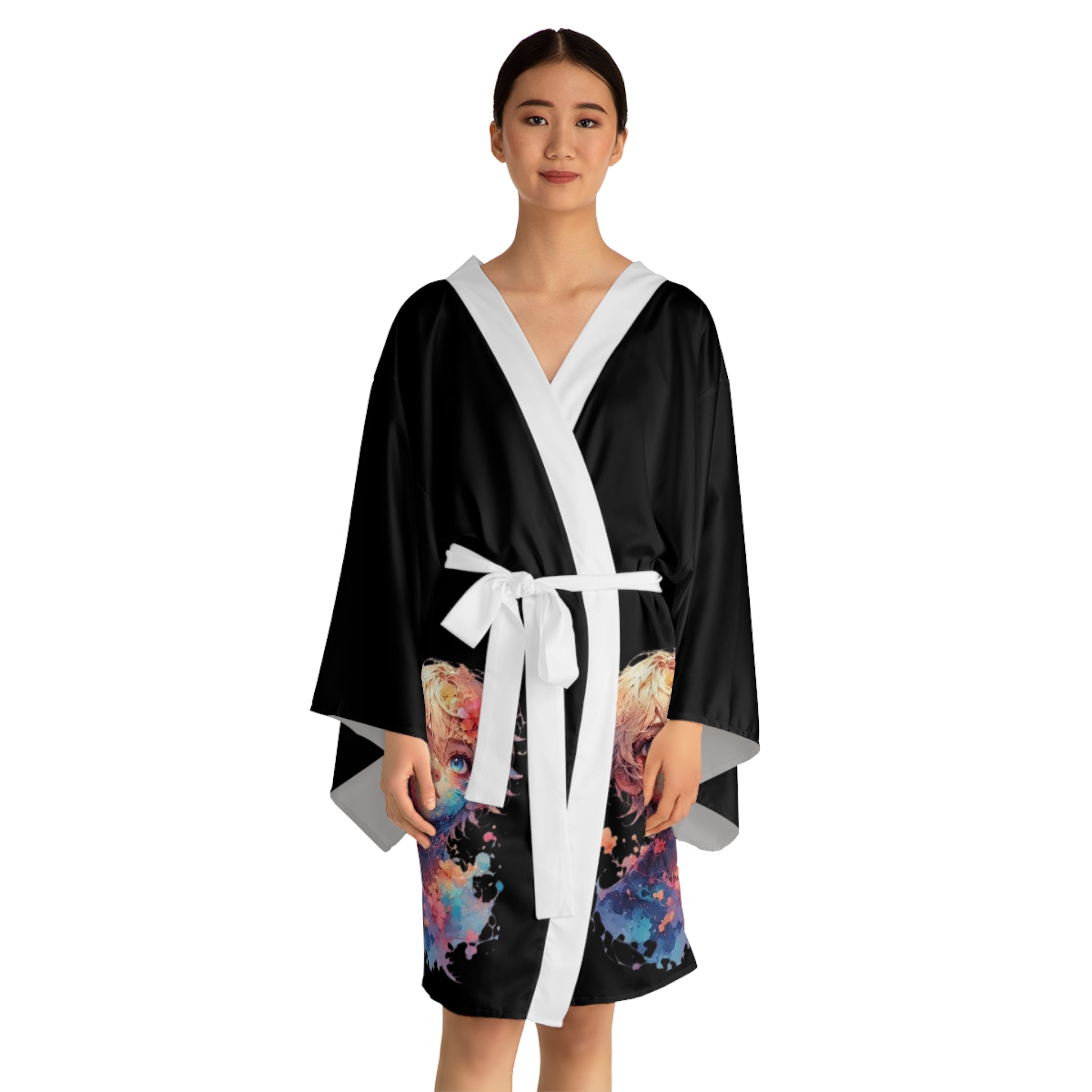 Fantasy Long Sleeve Kimono Robe for Relaxation, Lounge Wear, Coziness, Homewear, Gift for Her, Unique Fashion Statement