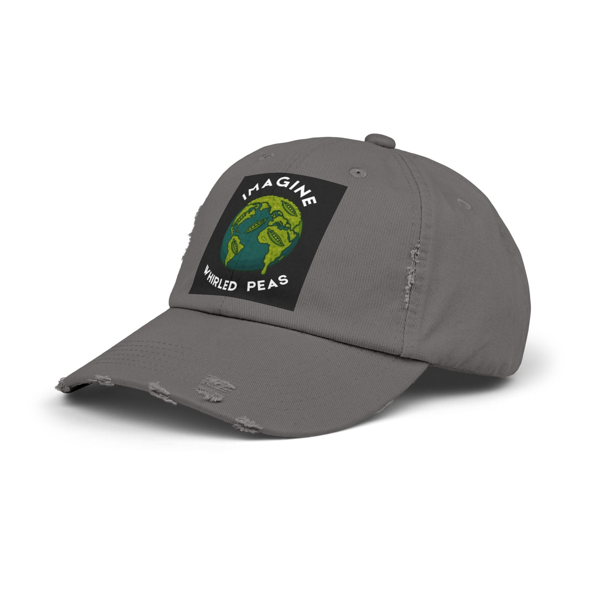 Imagine Whirled Peas Distressed Cap – World Peace Pun Hat