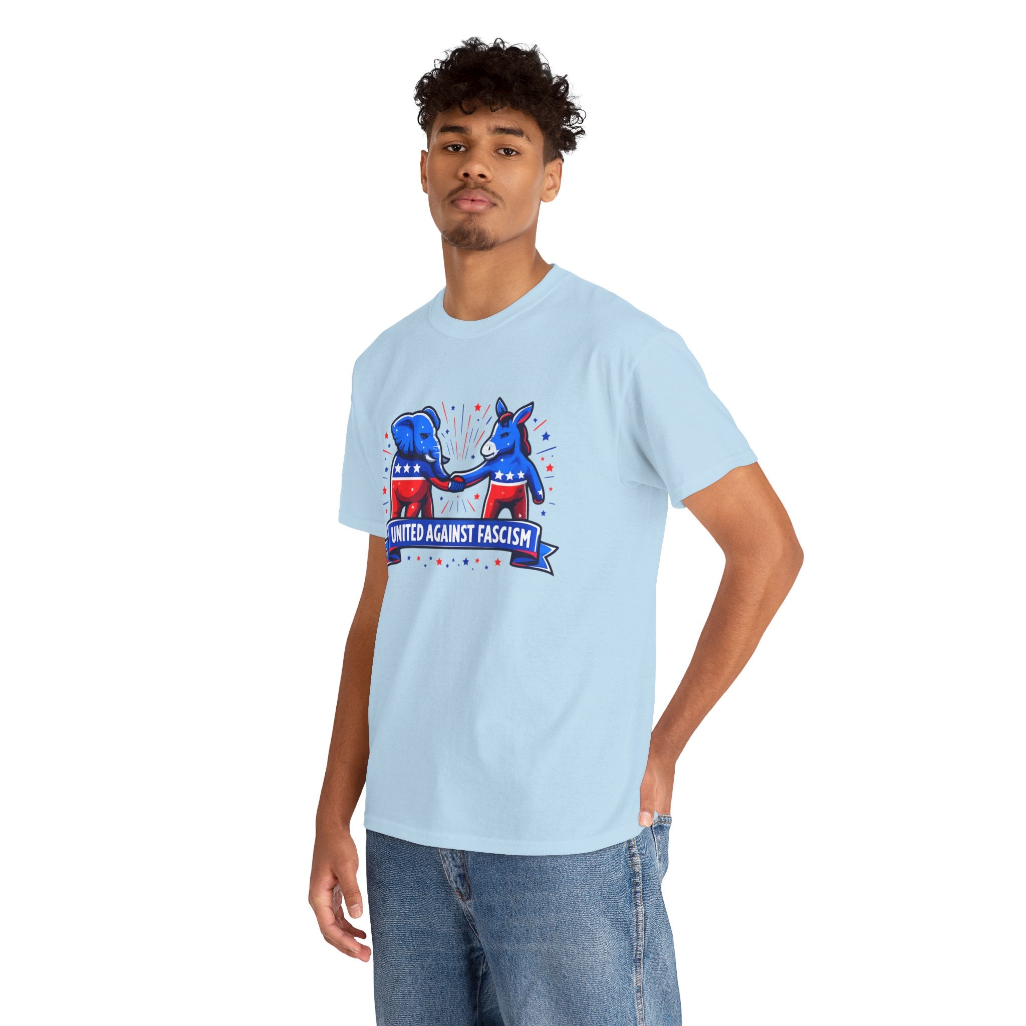 United Against Fascism Democratic Donkey and Republican Elephant T-Shirt