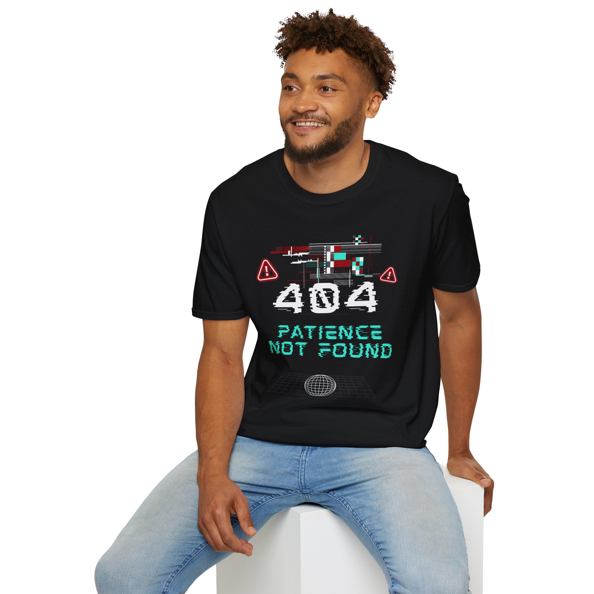 404 Patience Not Found Retro Glitch Tech Tee