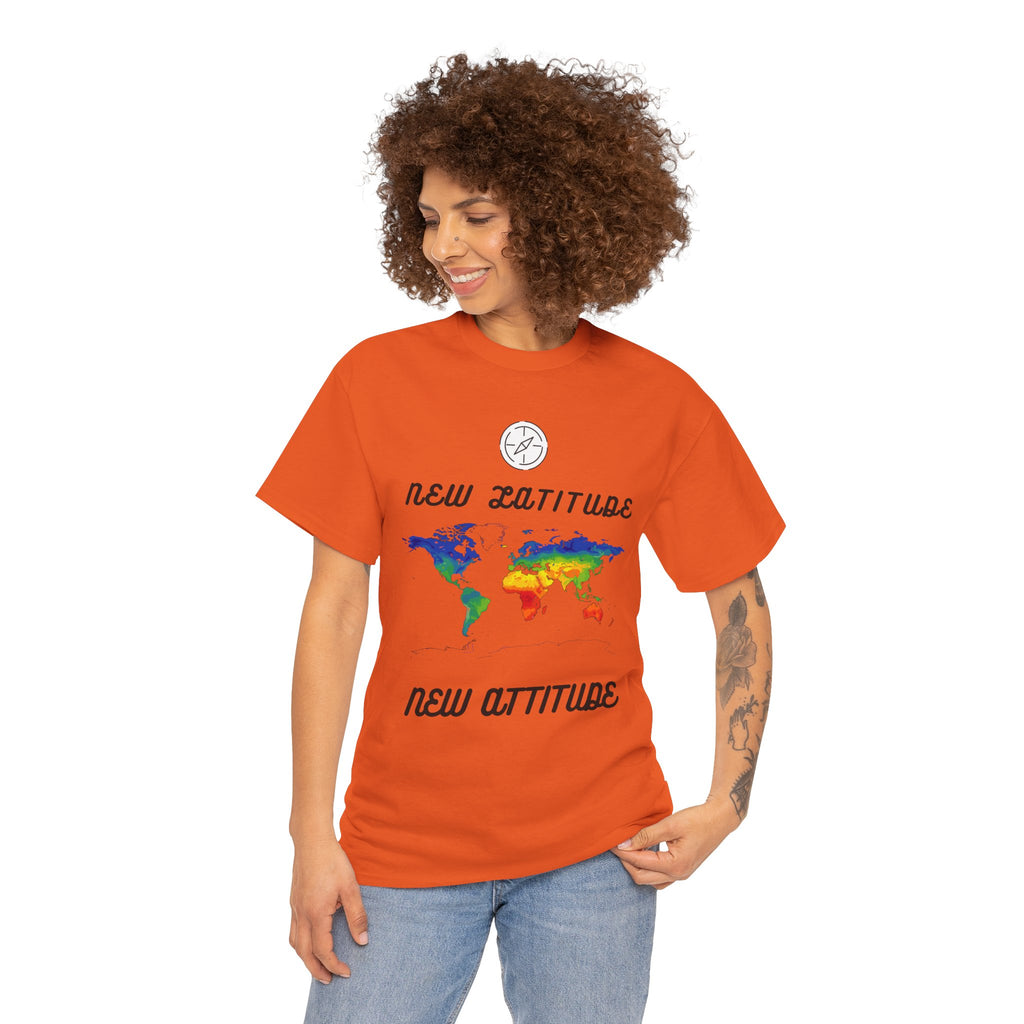 New Latitude New Attitude world map T-Shirt | rainbow map graphic
