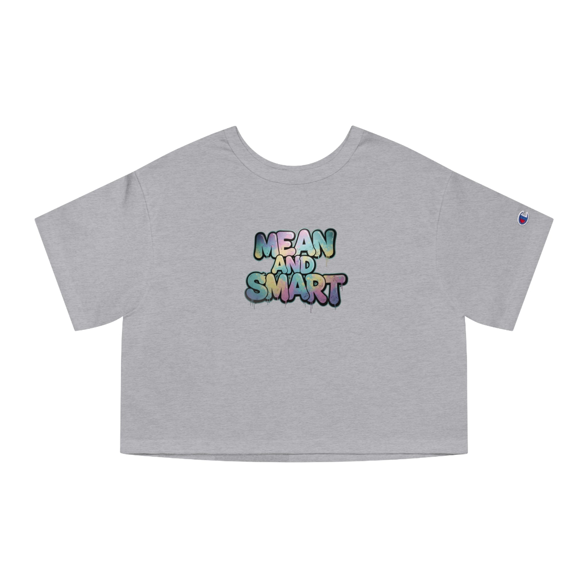 Mean and Smart graphic cropped T-Shirt | pastel bubble letters