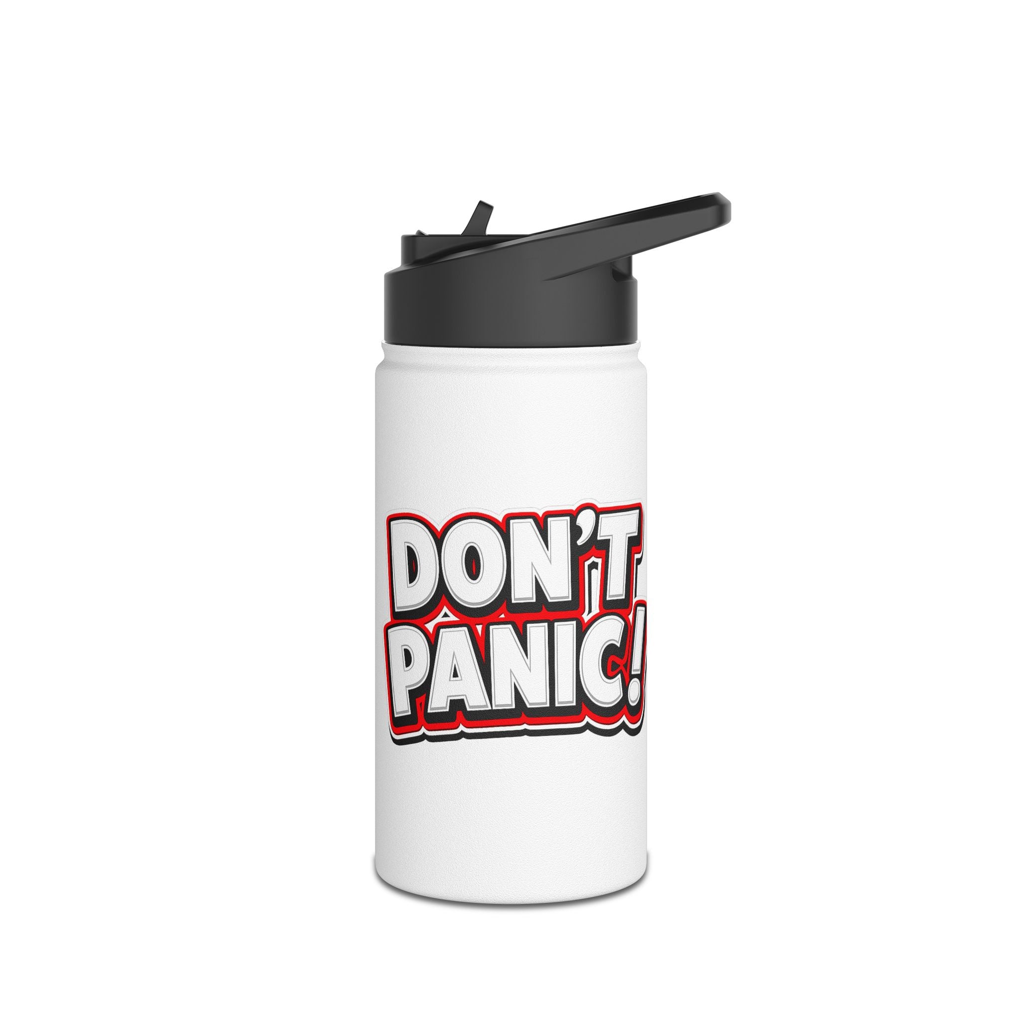 Don't Panic Stainless Steel Water Bottle — Funny Retro Graphic Insulated Bottle