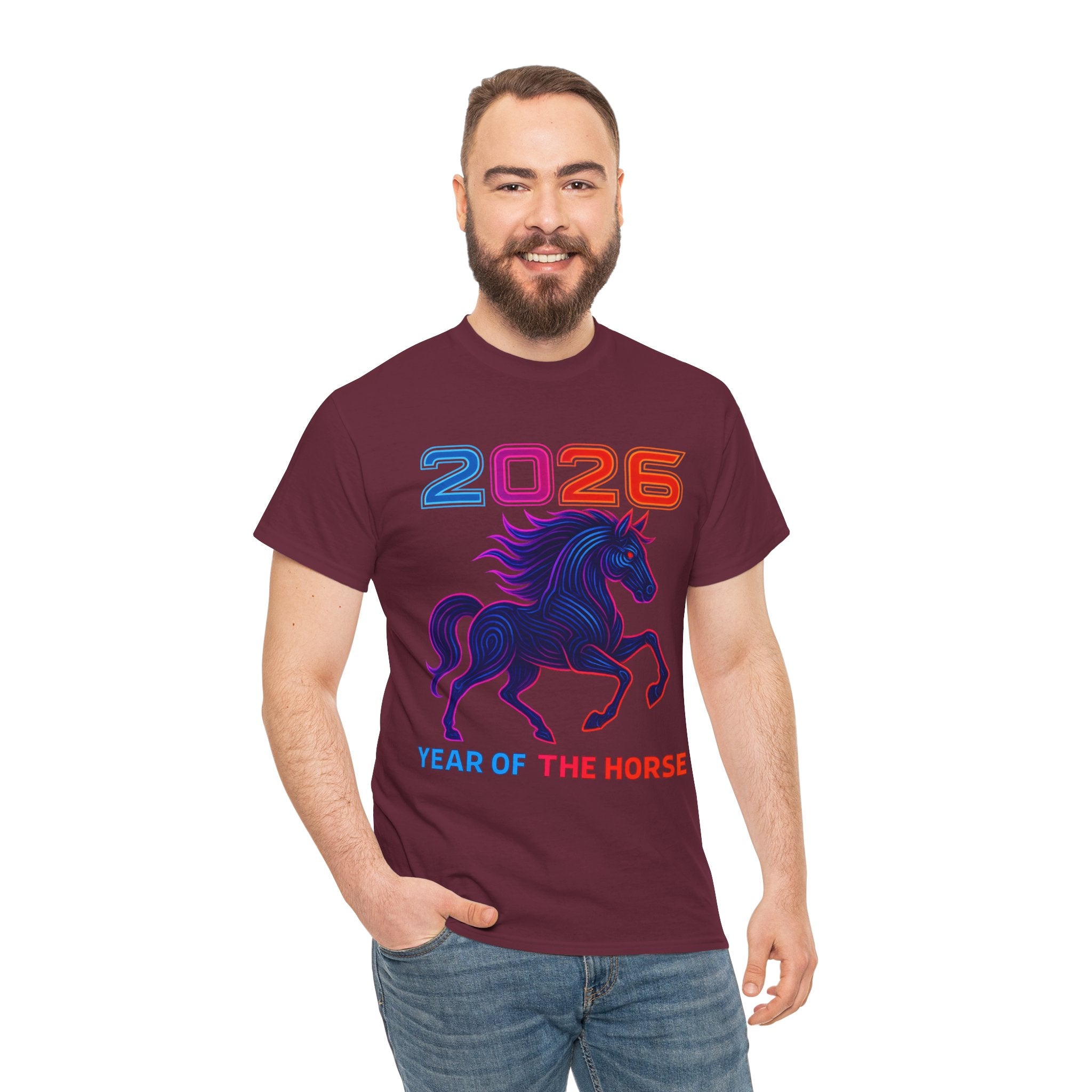 2026 Year of the Horse T-Shirt | Neon Stallion Graphic Tee