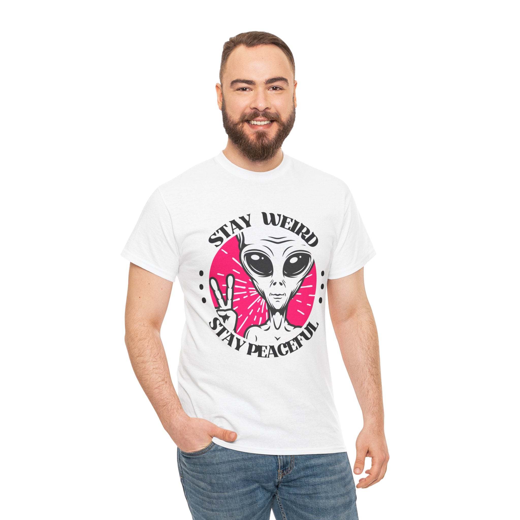 Stay Weird Stay Peaceful -Galaxy Vibes Unisex Tee -  Alien Tee, Sci-Fi Fashion
