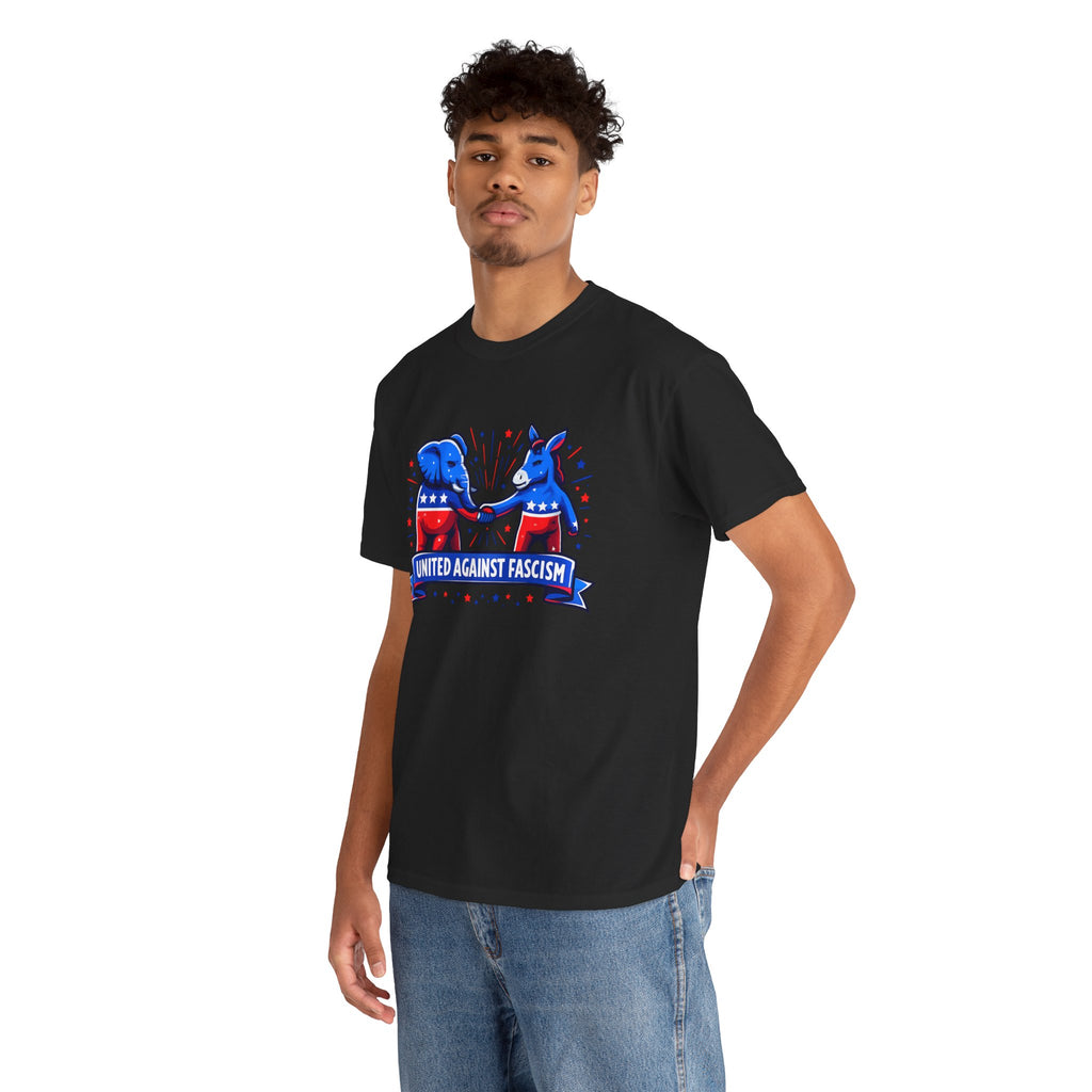 United Against Fascism Democratic Donkey and Republican Elephant T-Shirt