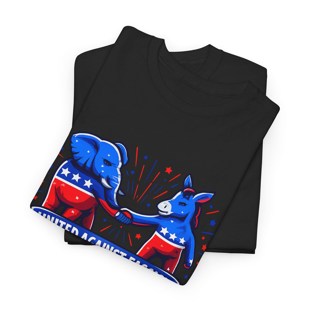 United Against Fascism Democratic Donkey and Republican Elephant T-Shirt