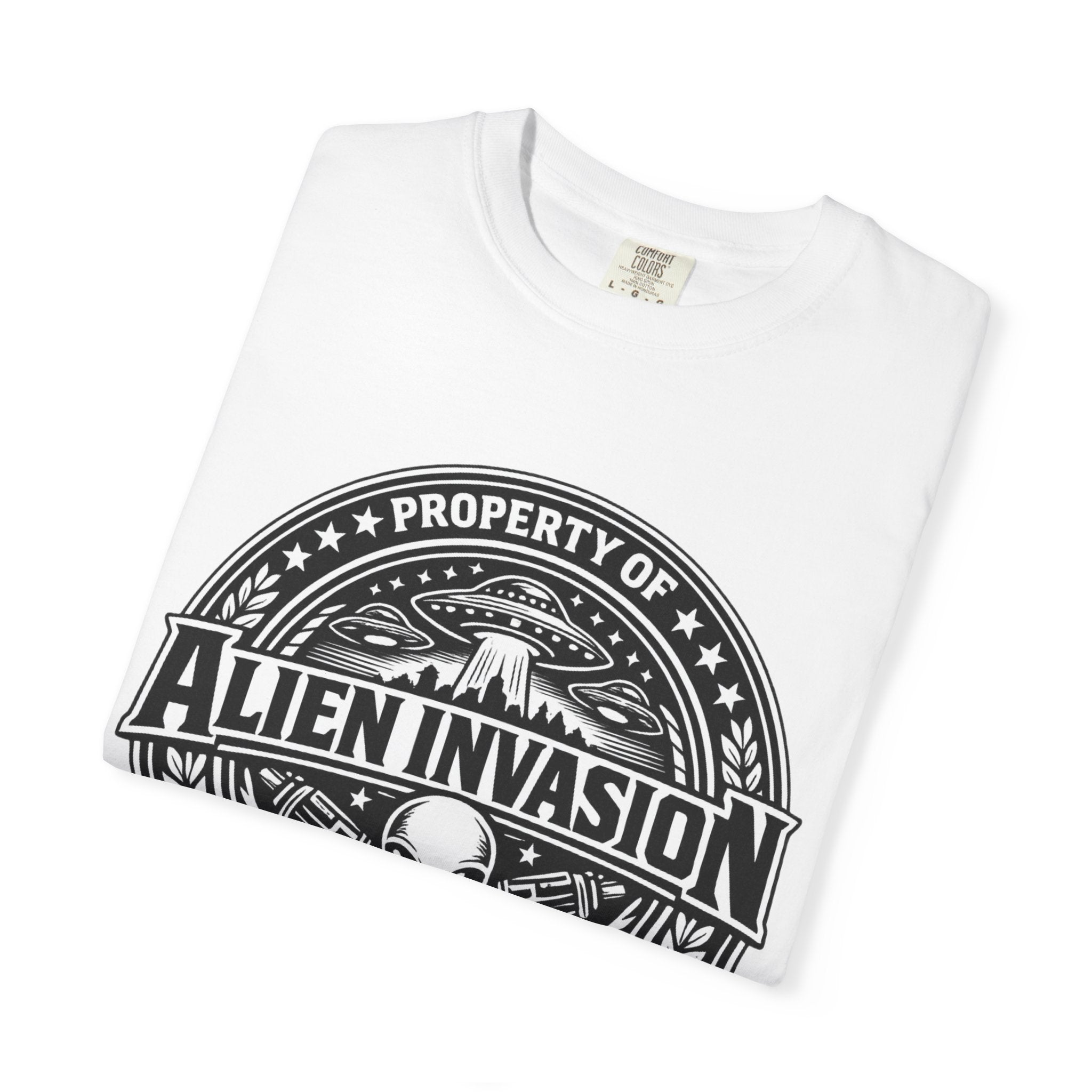 Alien Invasion Ground Crew T-Shirt | UFO Badge Graphic, Comfort Colors tee