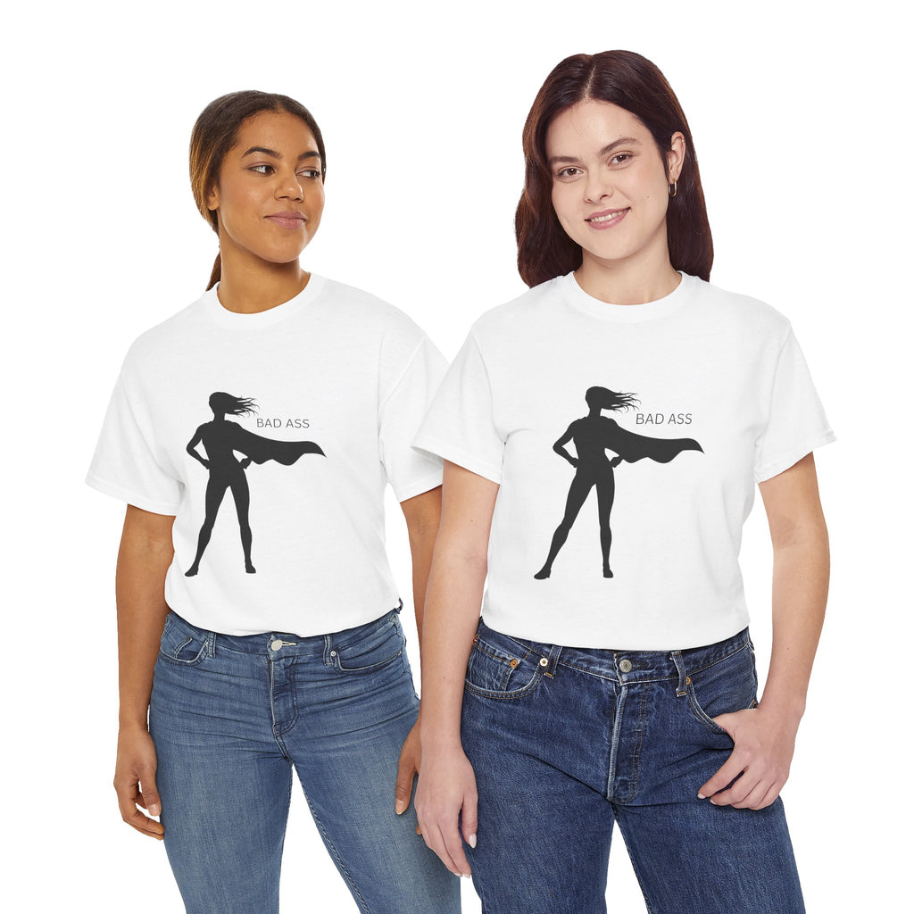 Bad Ass Superhero Silhouette Tee | Woman Cape Silhouette T-Shirt