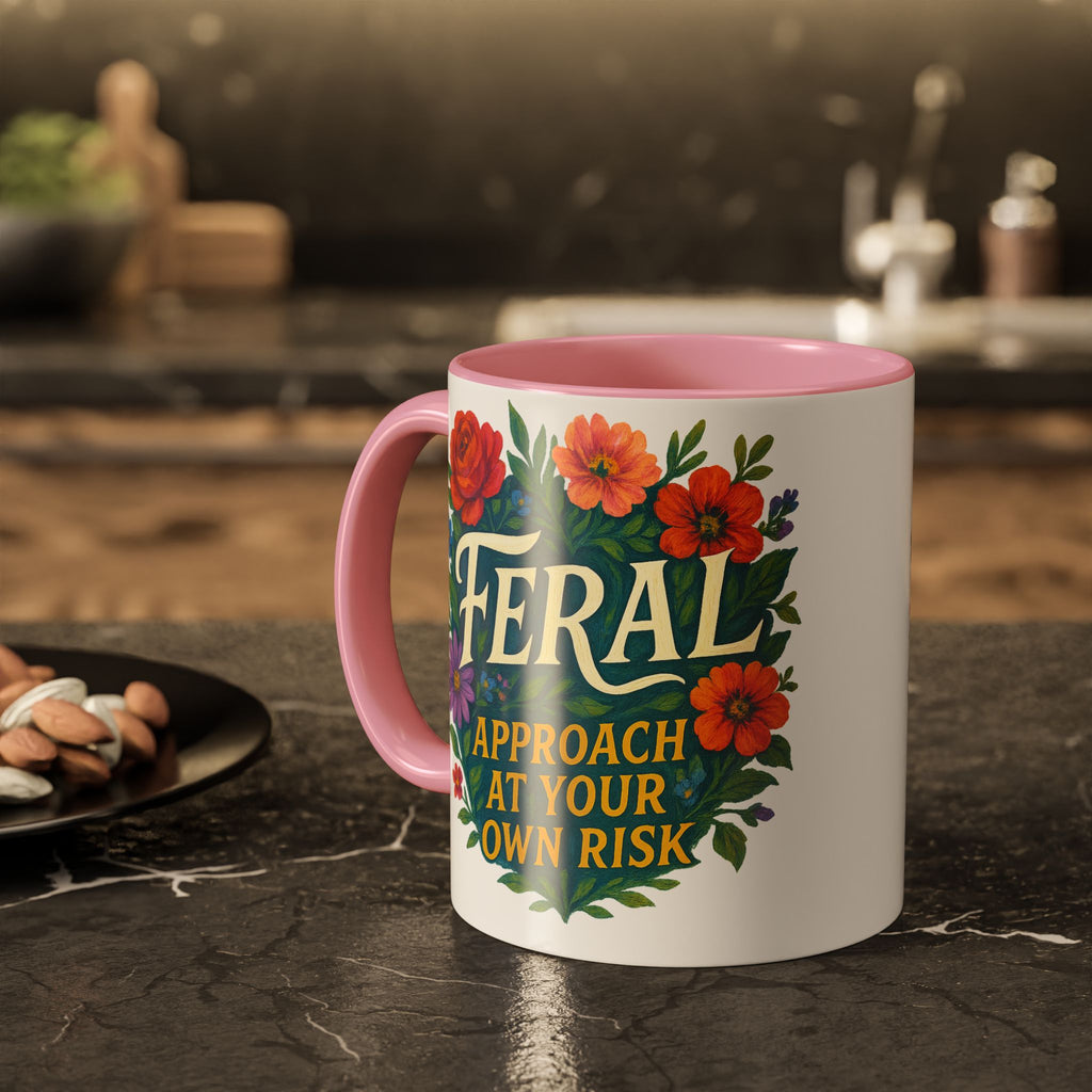 Feral Approach at Your Own Risk Mug | Floral Illustration, Ceramic Coffee Cup