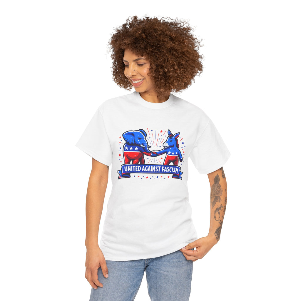 United Against Fascism Democratic Donkey and Republican Elephant T-Shirt