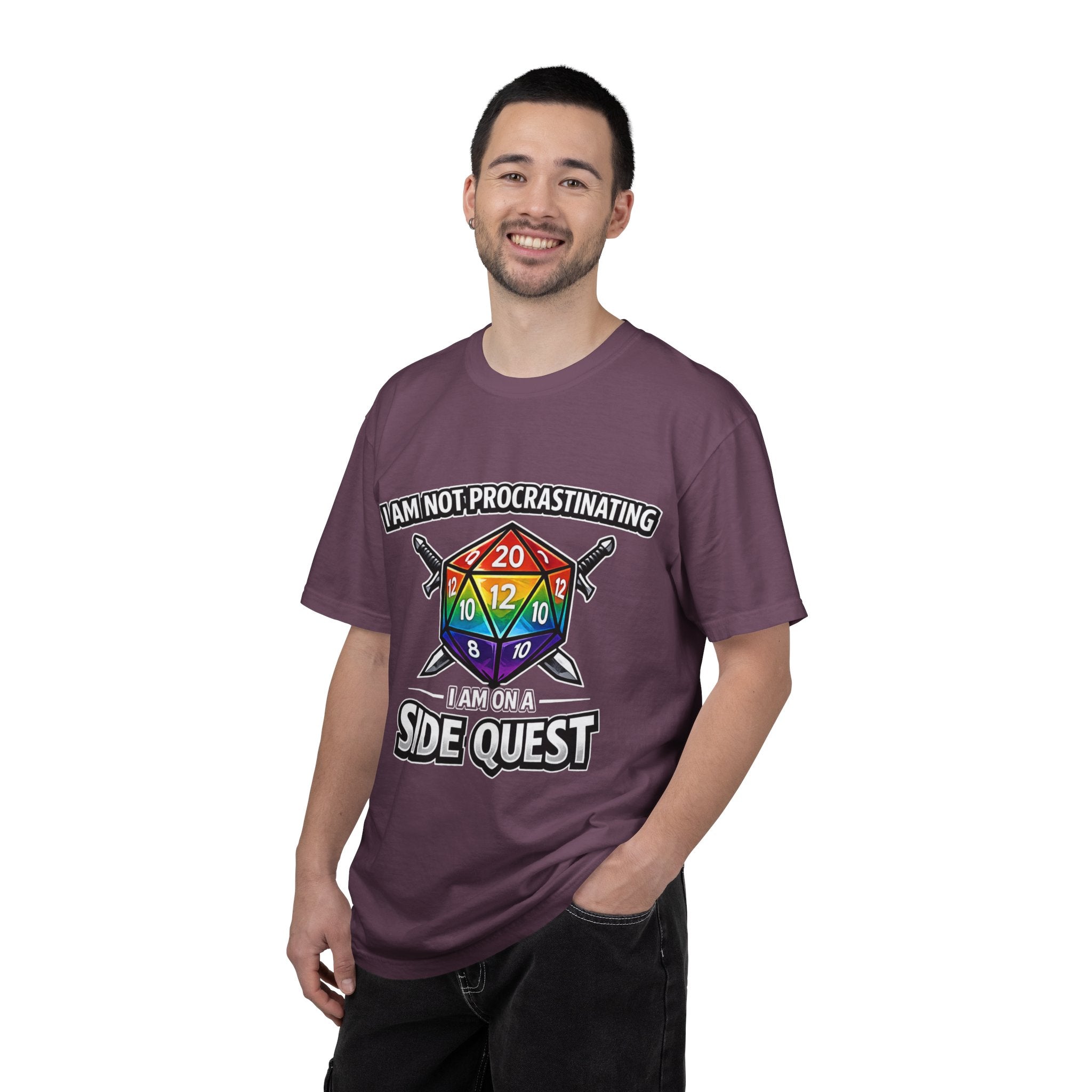 Nerd Humor Gaming I Am Not Procrastinating Side Quest T-shirt | Rainbow D20 Dice RPG Tee Comfort Colors tee