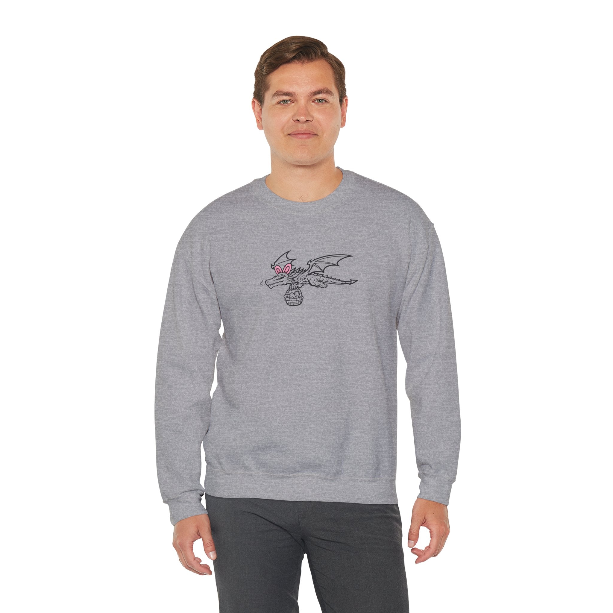 Easter Dragon Holding Easter Basket Crewneck Sweatshirt