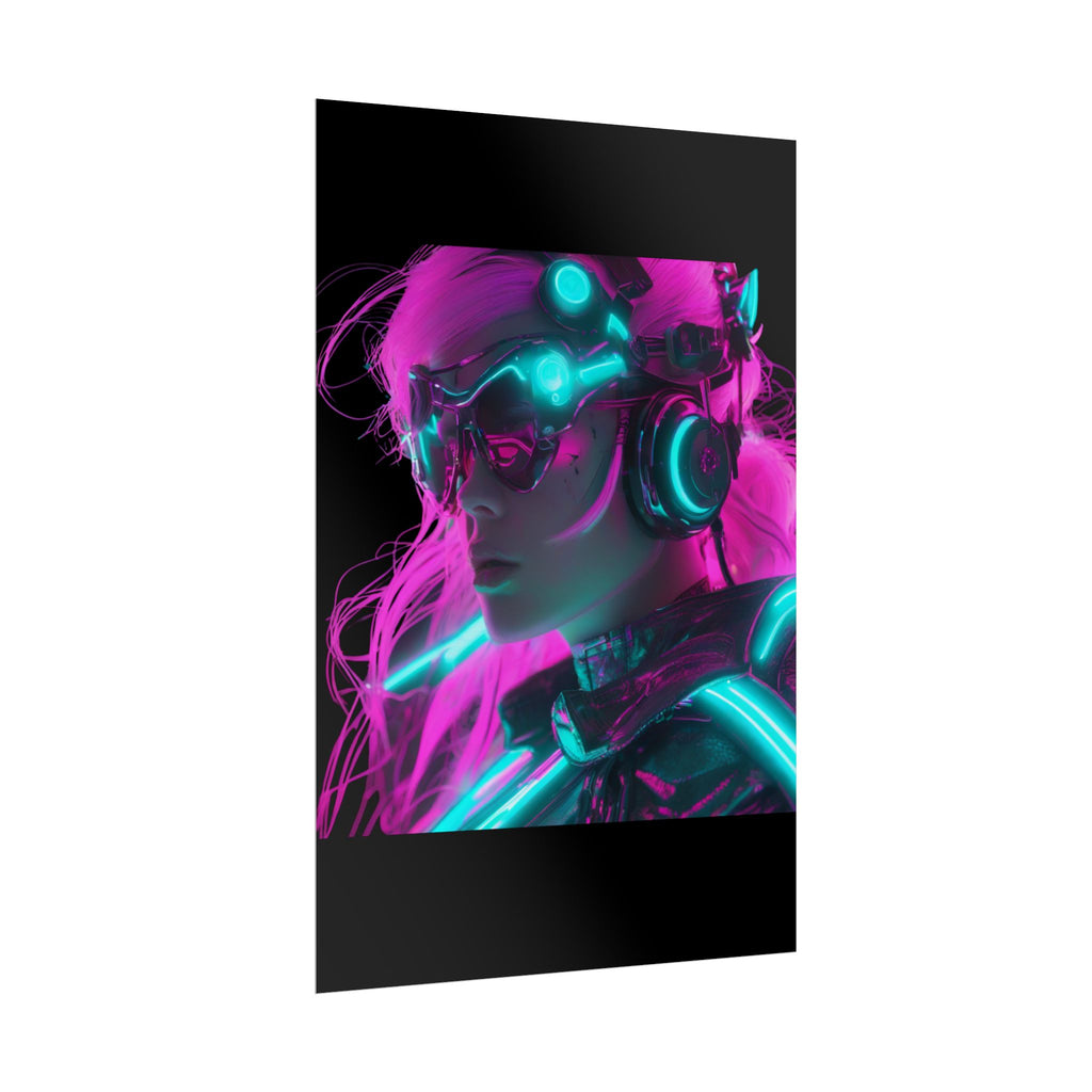 Cyberpunk Wall Art Print, Neon Anime Decor, Retro Futurism Poster, Unique Gift for Gamers, Modern Home Decor