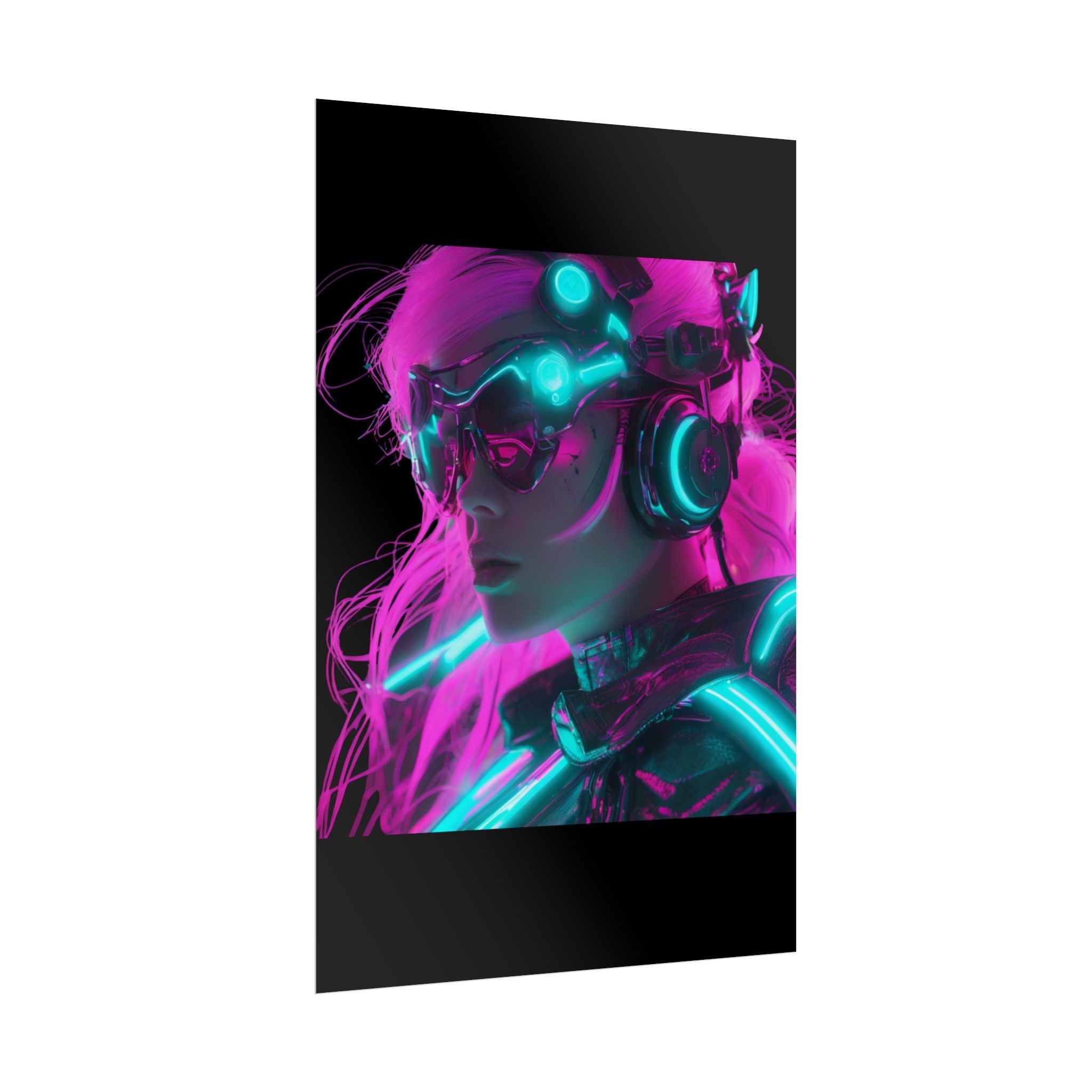 Cyberpunk Wall Art Print, Neon Anime Decor, Retro Futurism Poster, Unique Gift for Gamers, Modern Home Decor