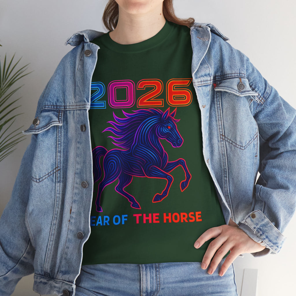 2026 Year of the Horse T-Shirt | Neon Stallion Graphic Tee