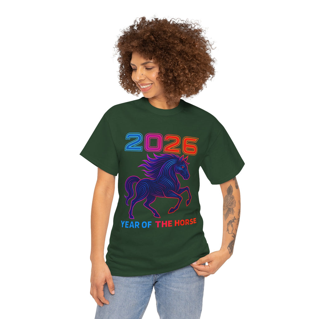 2026 Year of the Horse T-Shirt | Neon Stallion Graphic Tee