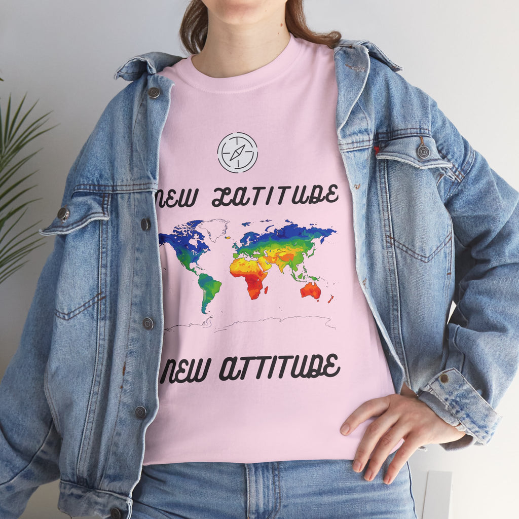 New Latitude New Attitude world map T-Shirt | rainbow map graphic