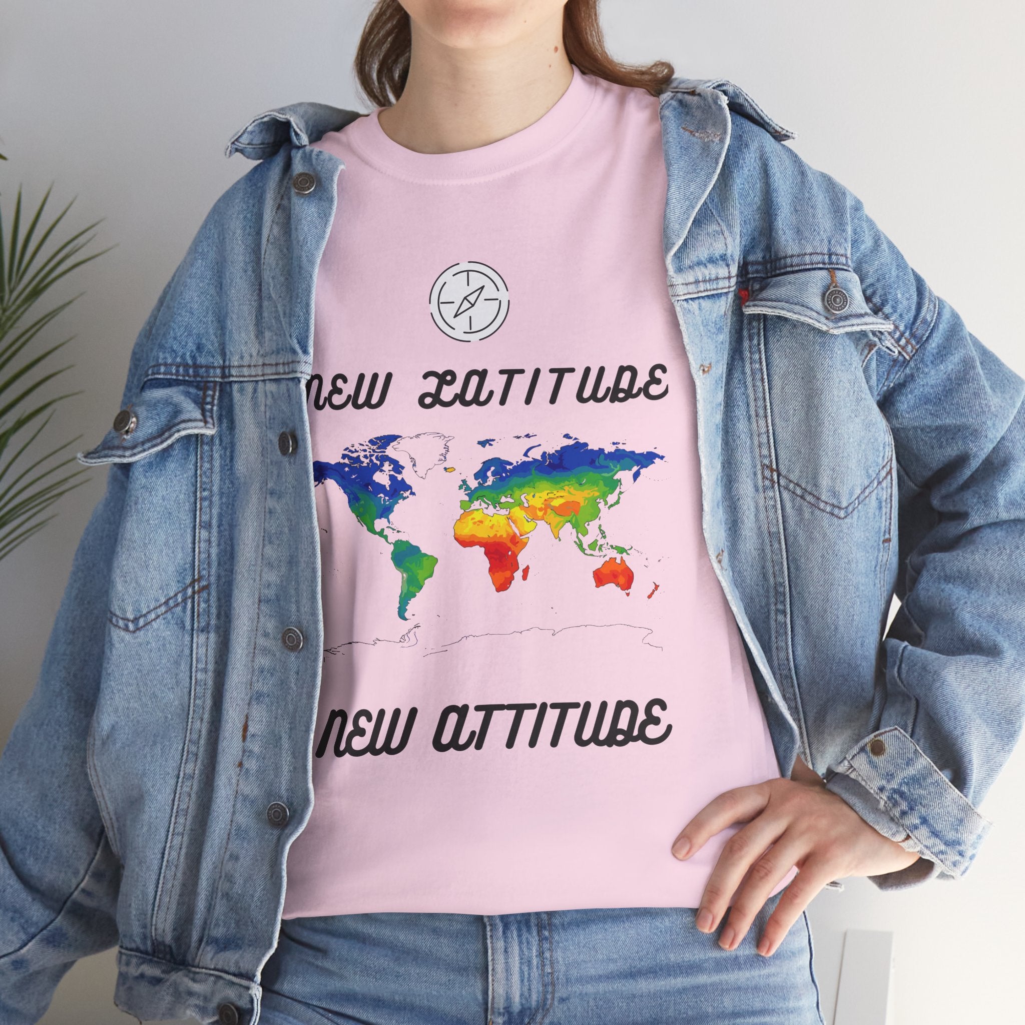 New Latitude New Attitude world map T-Shirt | rainbow map graphic