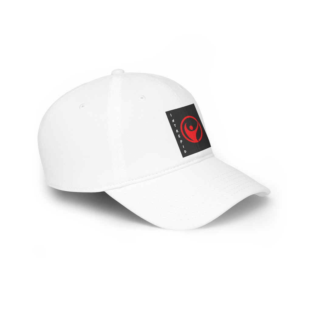 Intrepid Red Circular Logo Baseball Cap | Minimal Emblem, Black Square Patch