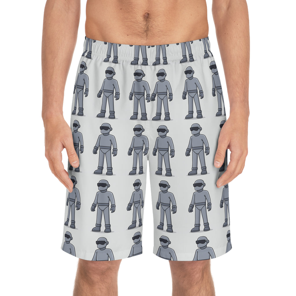 Got Gort Stylish Men's Board Shorts with Fun Robot Design, Beachwear, Summer Swim Shorts, Casual Swim Trunks, Gift for Him, Vacation