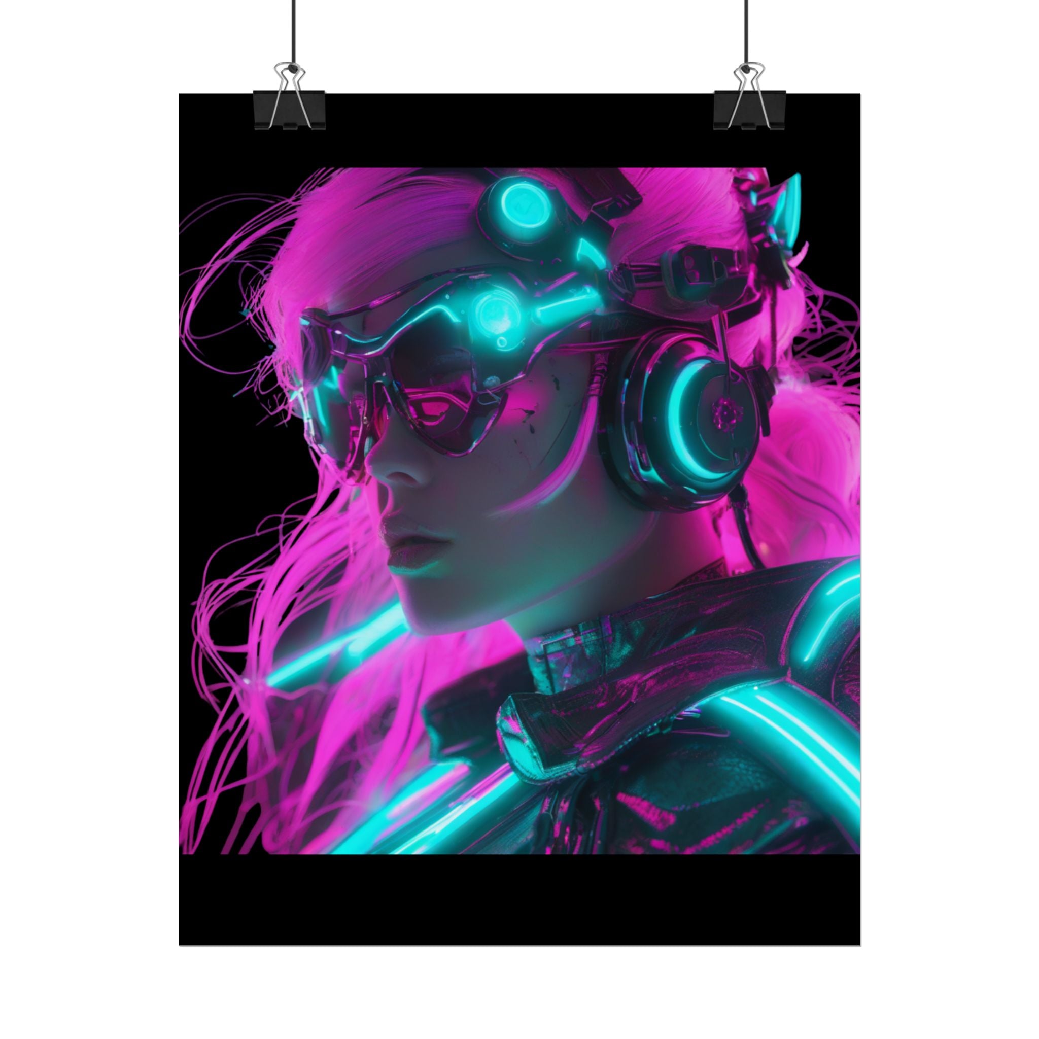Cyberpunk Wall Art Print, Neon Anime Decor, Retro Futurism Poster, Unique Gift for Gamers, Modern Home Decor