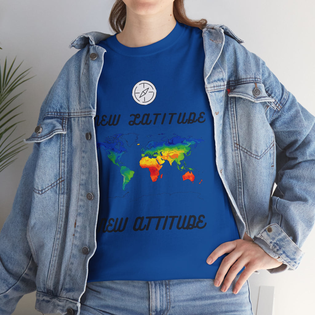 New Latitude New Attitude world map T-Shirt | rainbow map graphic