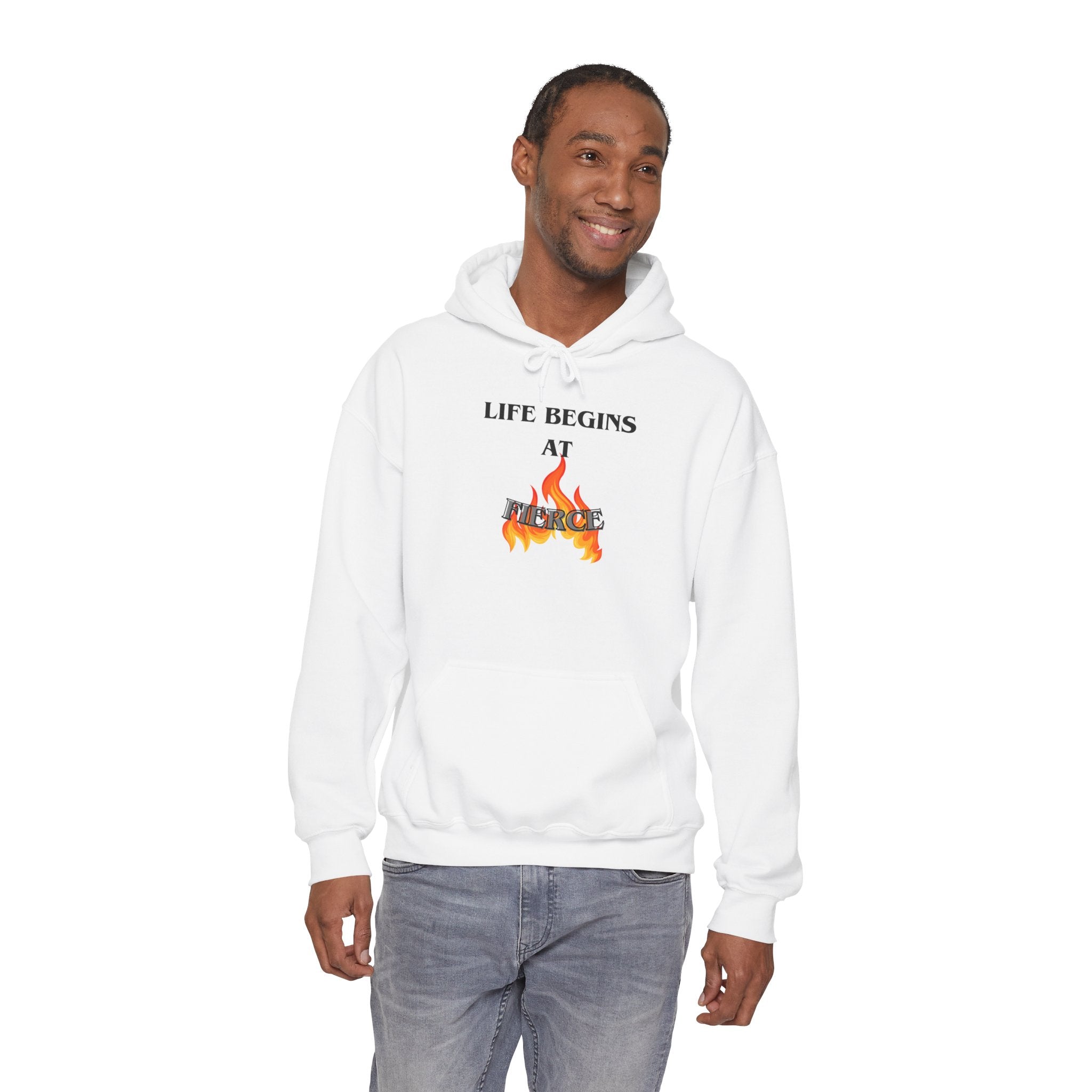Life Begins at Fierce Hoodie | Flame Graphic Hoodie