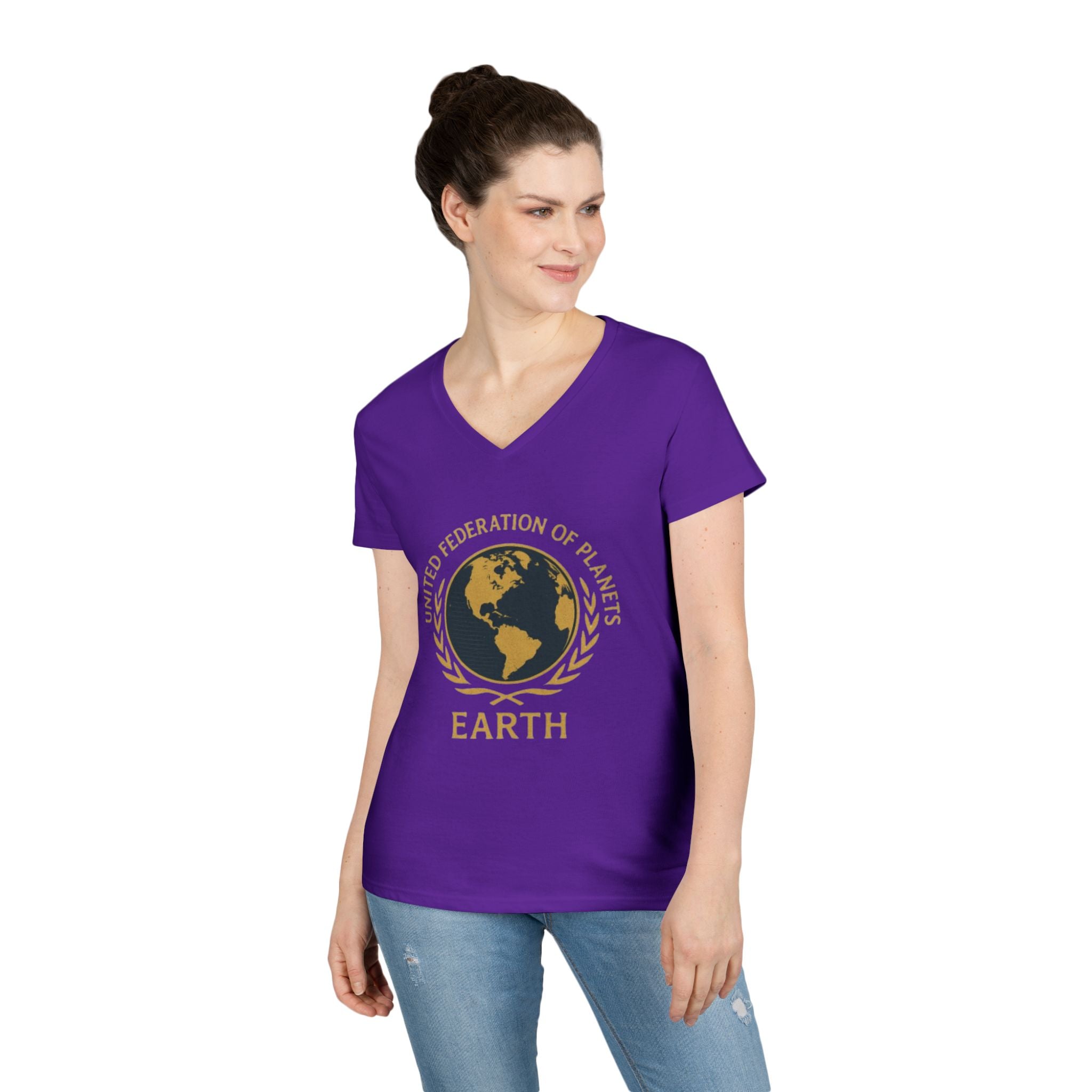 United Federation of Planets Earth Graphic V-Neck T-Shirt