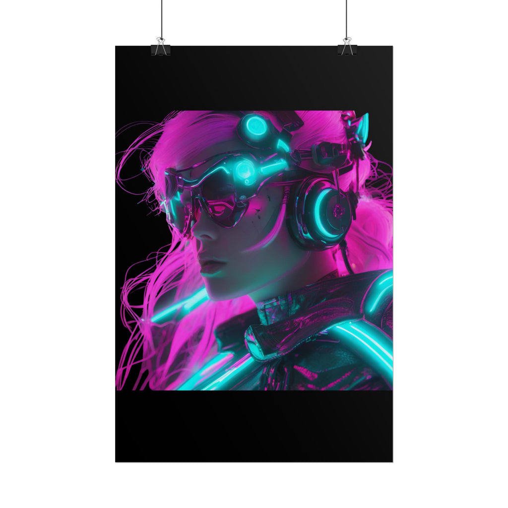 Cyberpunk Wall Art Print, Neon Anime Decor, Retro Futurism Poster, Unique Gift for Gamers, Modern Home Decor