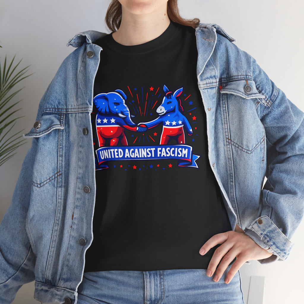 United Against Fascism Democratic Donkey and Republican Elephant T-Shirt