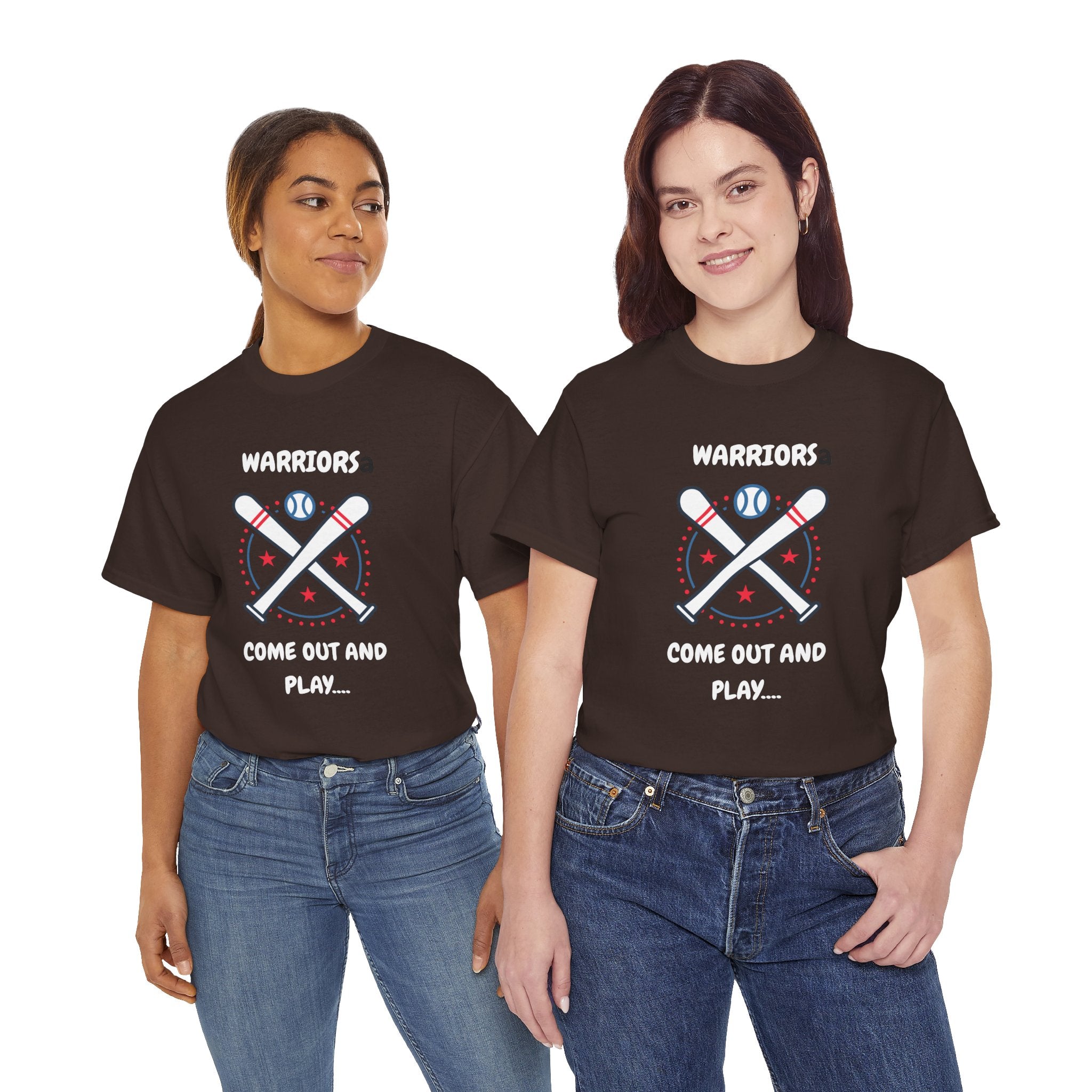 Warriors crossed baseball bats Come Out And Play T-Shirt | Baseball Team Tee